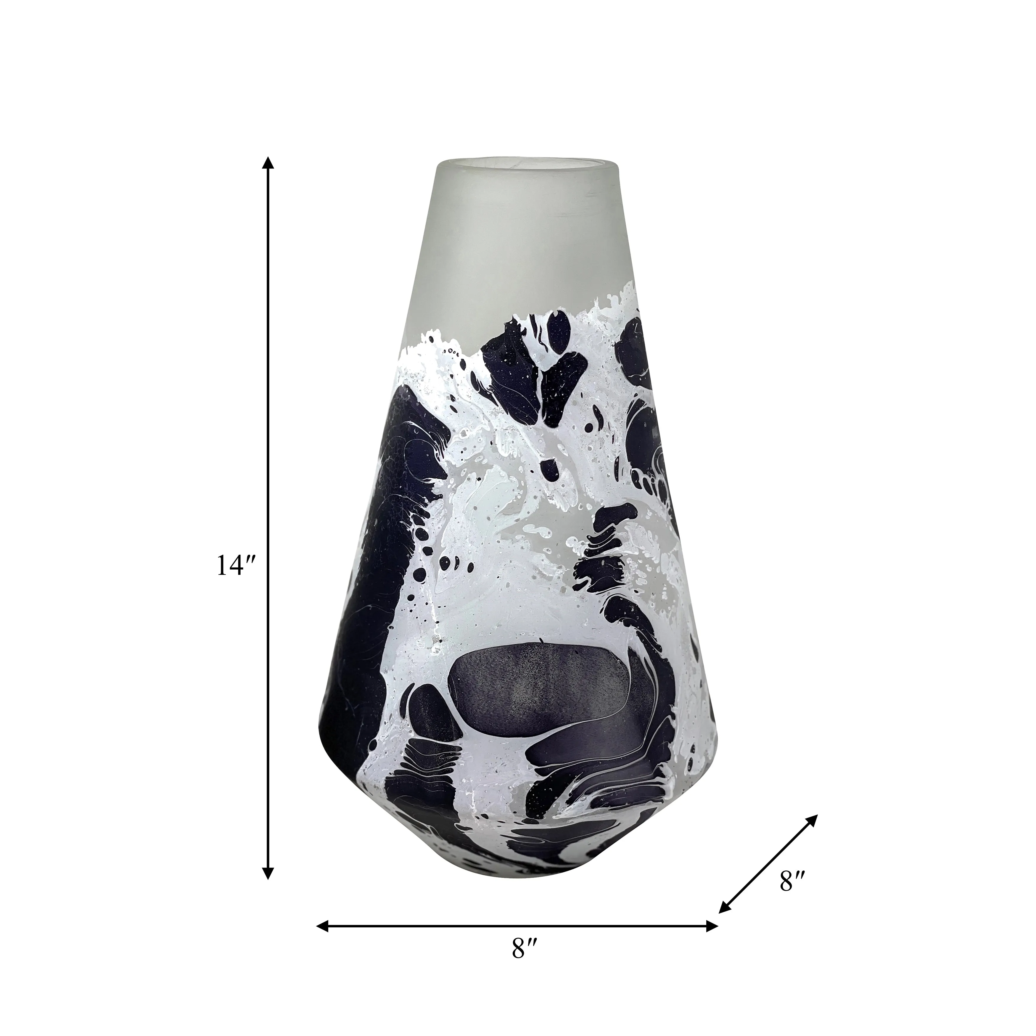 GLASS, 14" FOG SHADOW VASE, WHITE