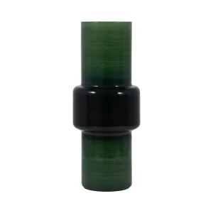 GLASS, 15" MODERN CYLINDER VASE, GREEN
