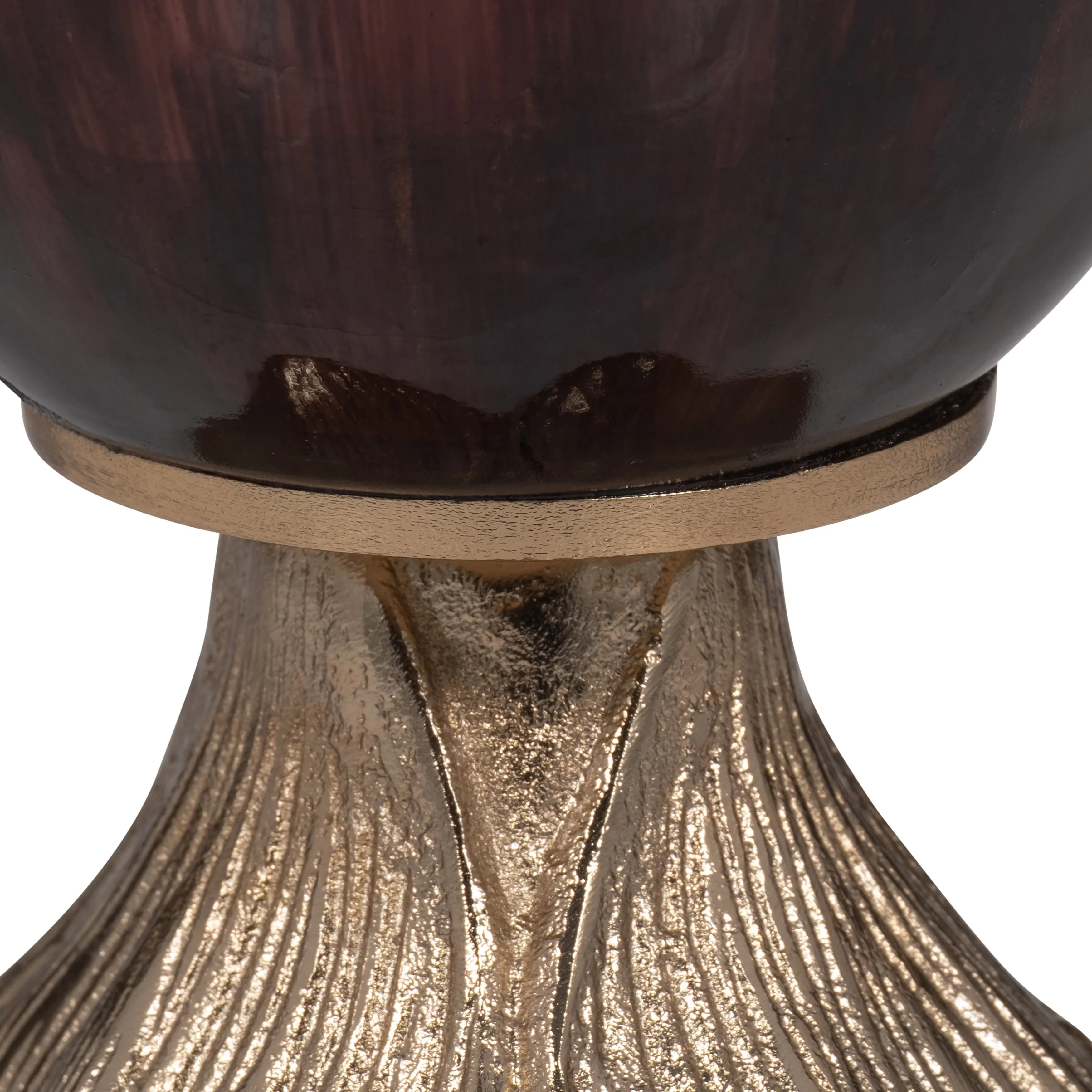 GLASS, 15" VASE W/ LEAF BASE, BRONZE