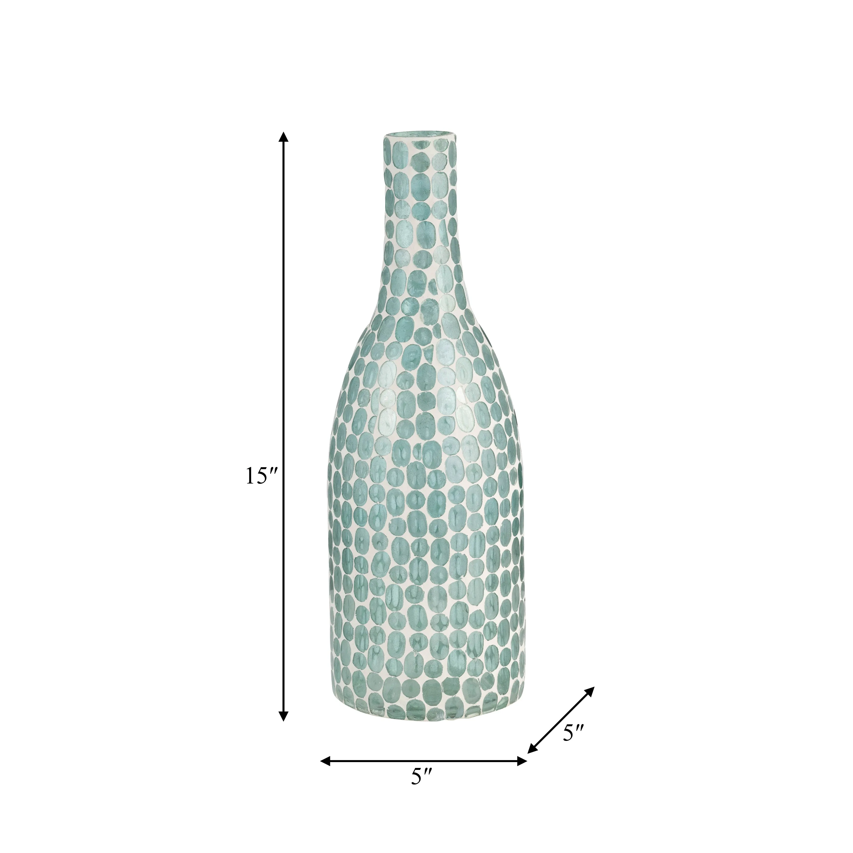 GLASS, 15"H MOSAIC VASE, BLUE