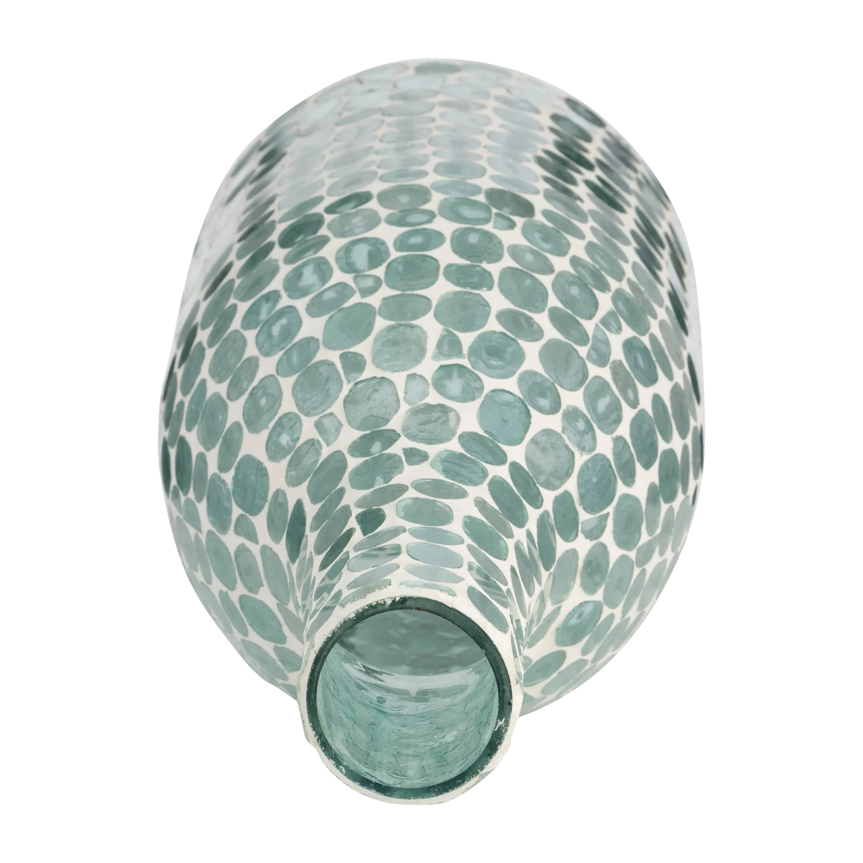 GLASS, 15"H MOSAIC VASE, BLUE