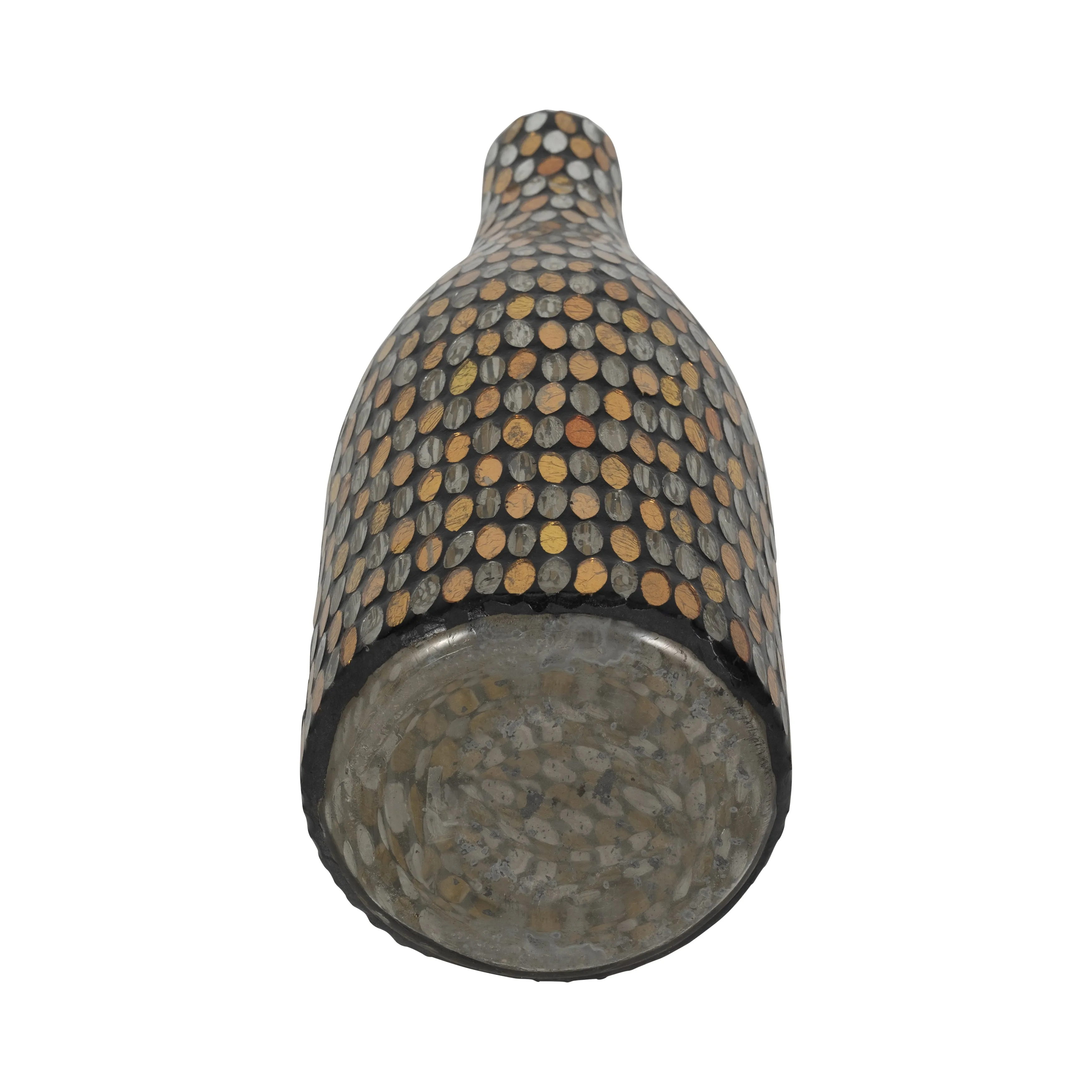 GLASS, 15"H MOSAIC VASE, COPPER