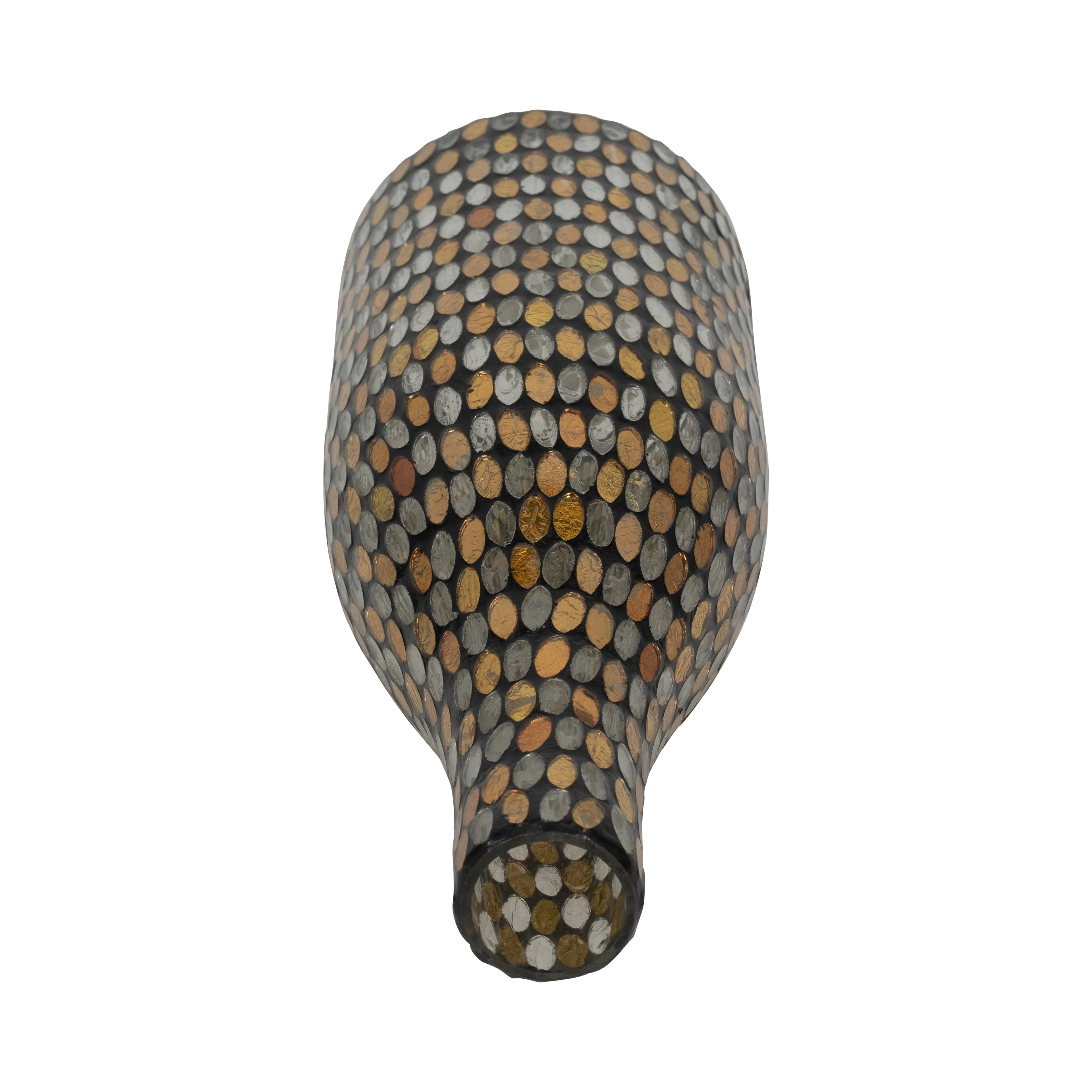 GLASS, 15"H MOSAIC VASE, COPPER