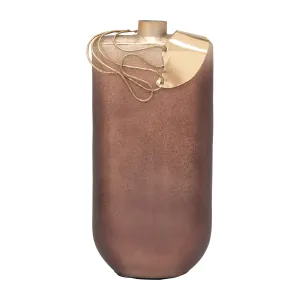 GLASS, 16" GLAMOROUS VASE W NECKLACE, GOLD