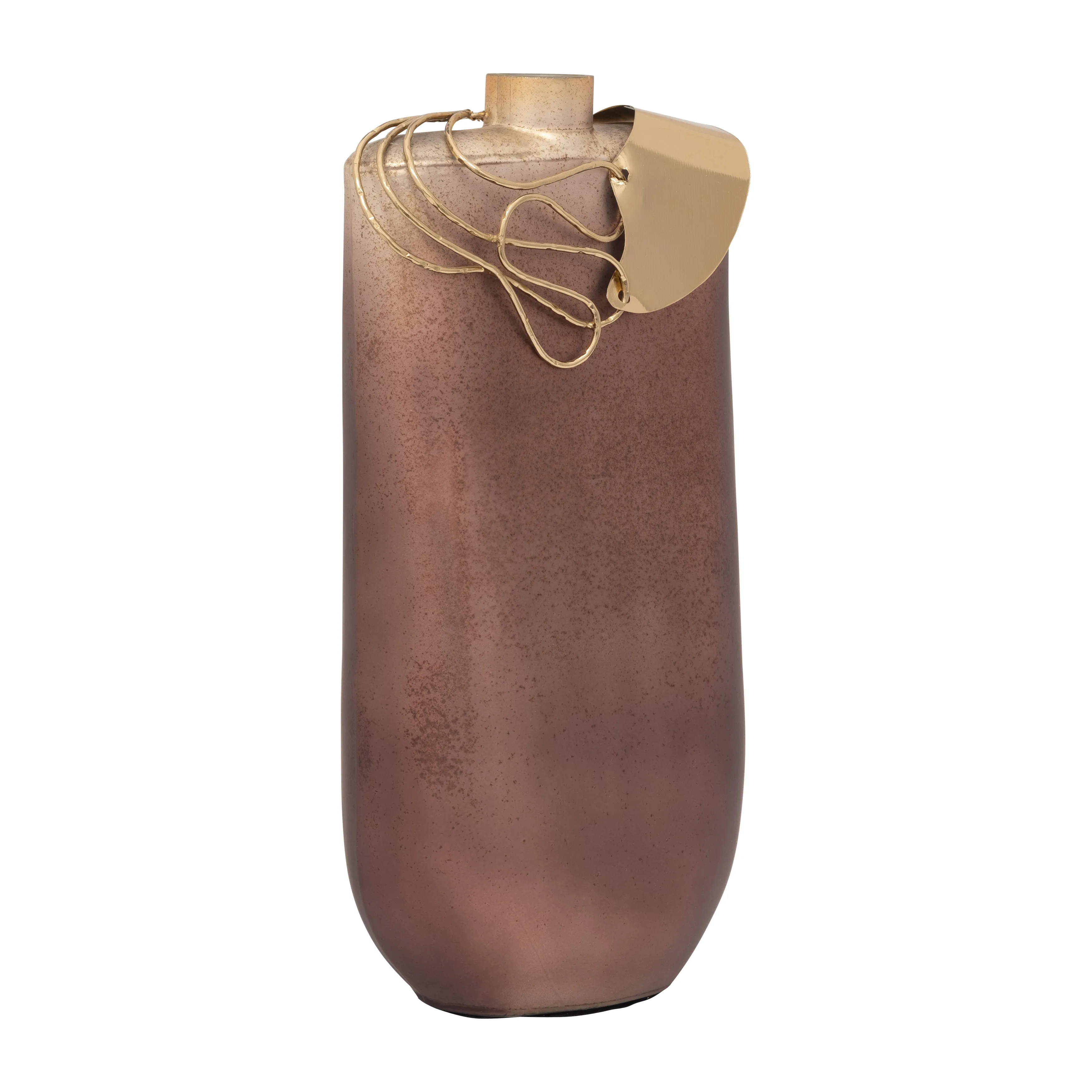 GLASS, 16" GLAMOROUS VASE W NECKLACE, GOLD