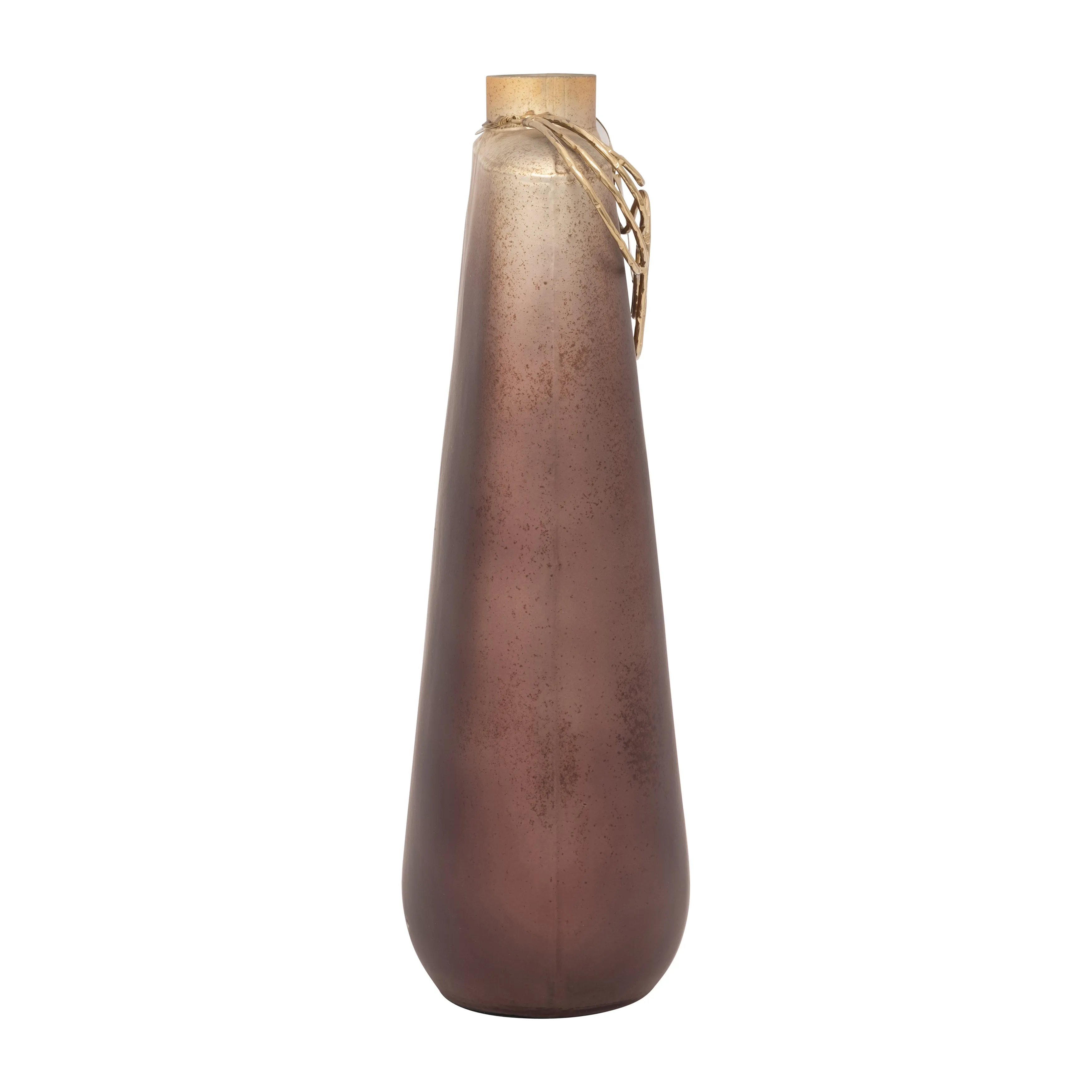 GLASS, 16" GLAMOROUS VASE W NECKLACE, GOLD