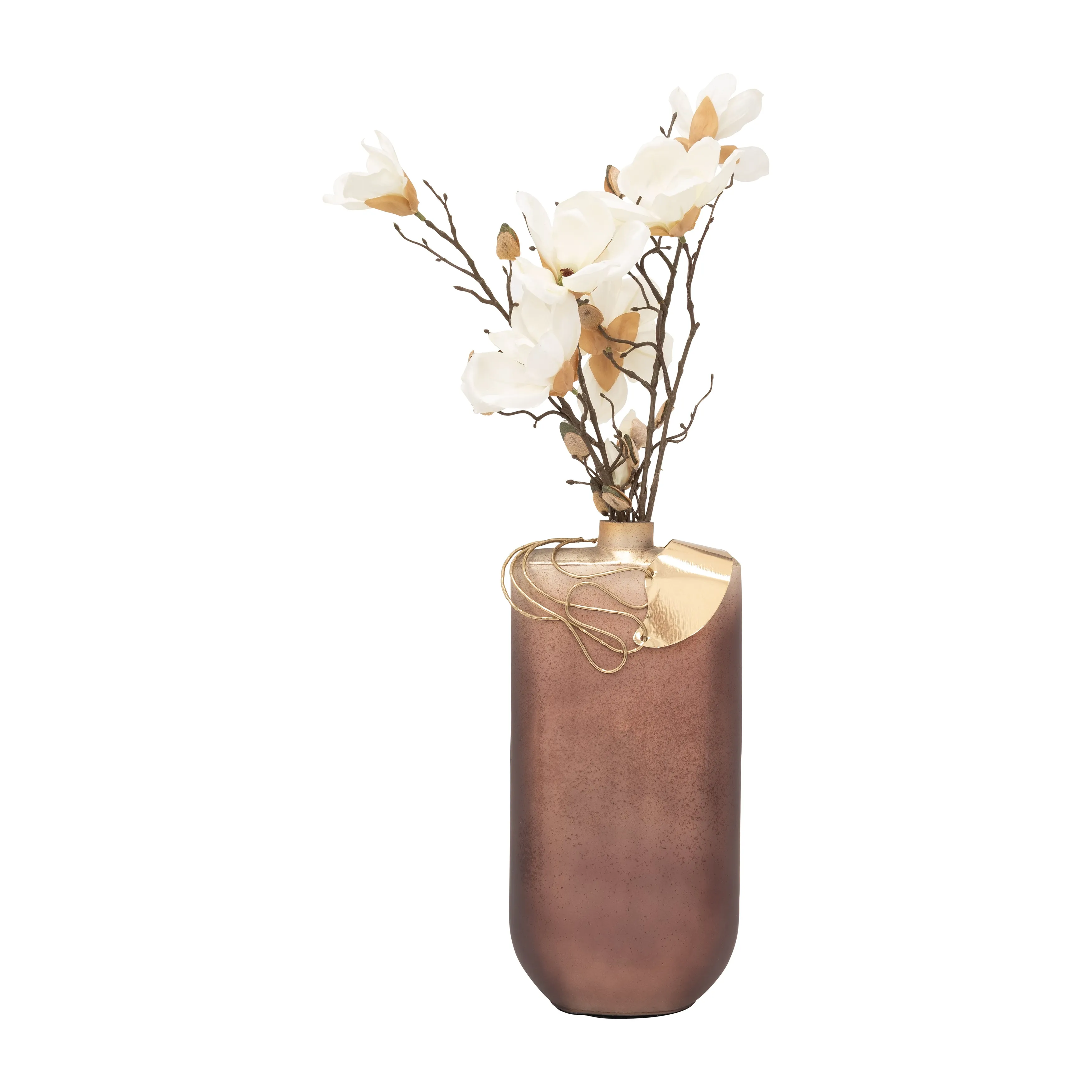 GLASS, 16" GLAMOROUS VASE W NECKLACE, GOLD
