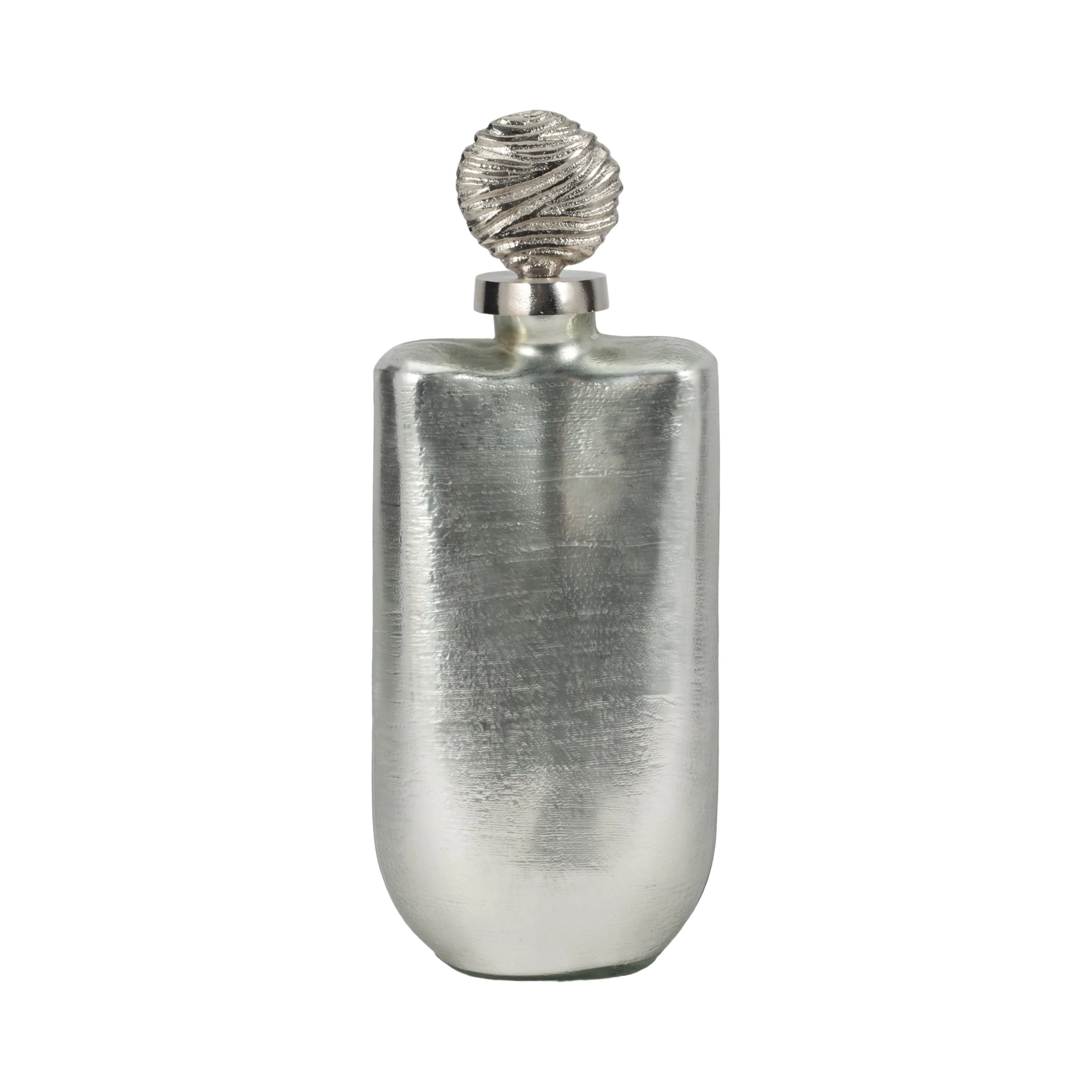 GLASS, 16" METALLIC BOTTLE ORB TOPPER, SILVER