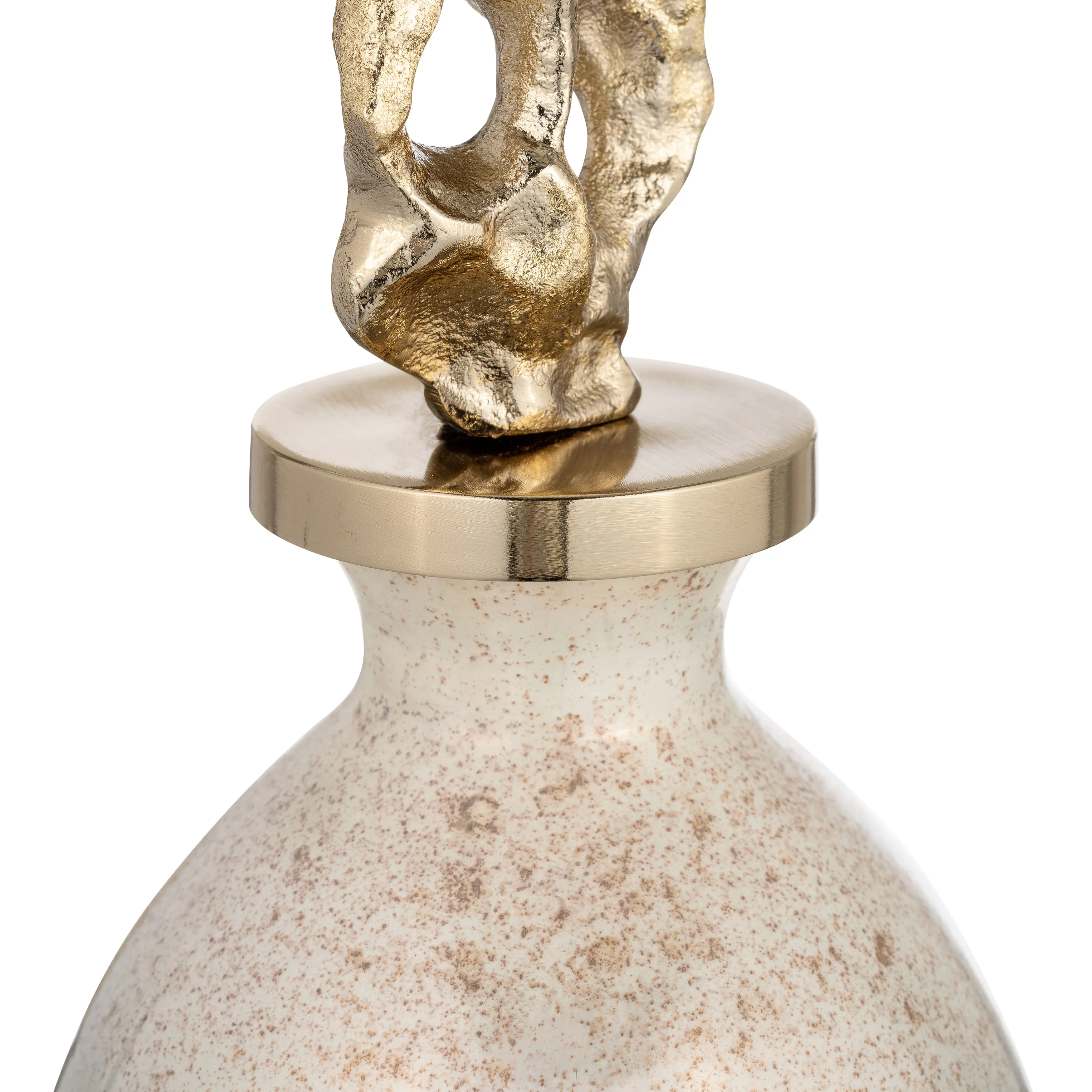 GLASS, 16"H METAL VASE TRIBAL TOPPER,  GOLD