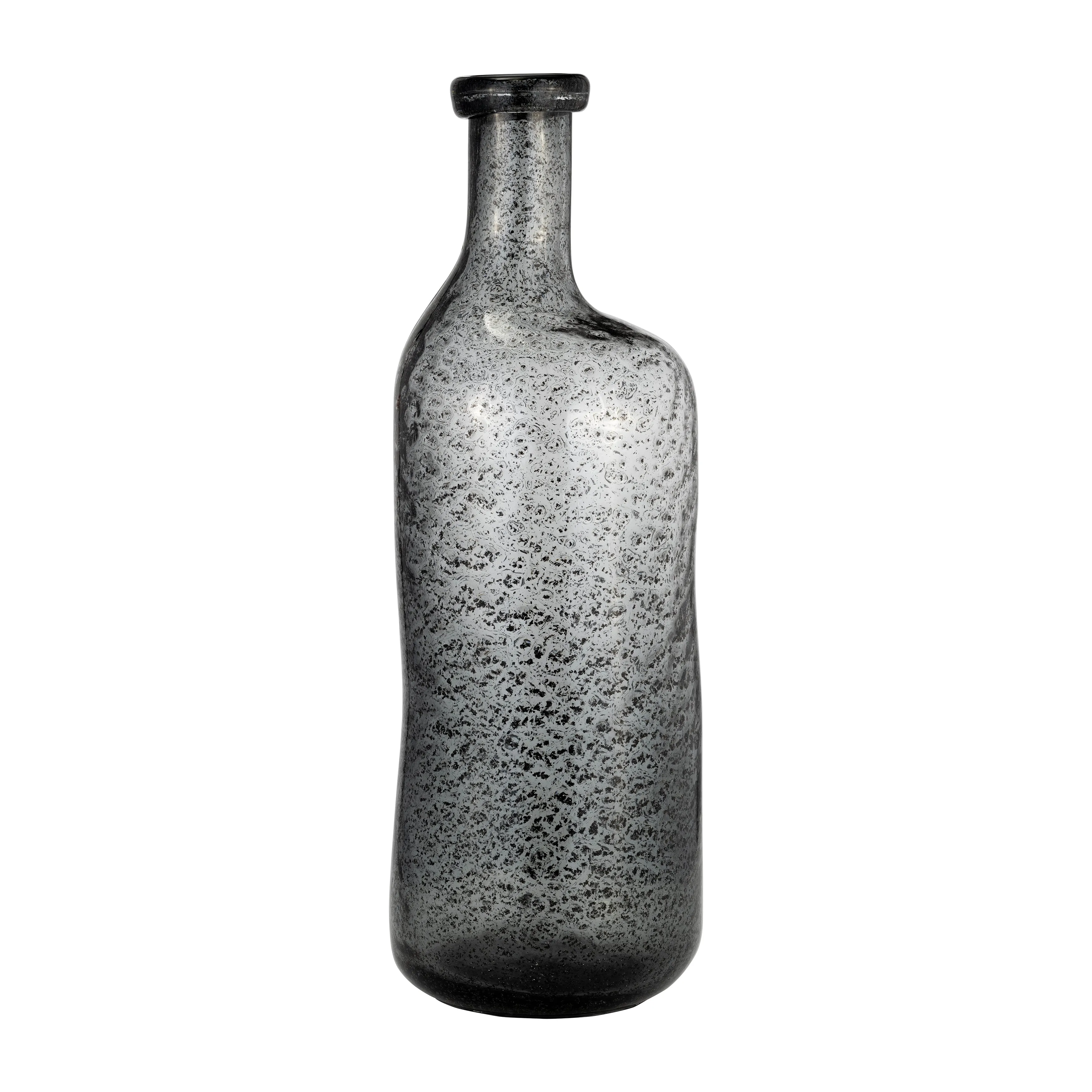 GLASS, 17H" IRREGULAR SHAPE VASE, SMOKE