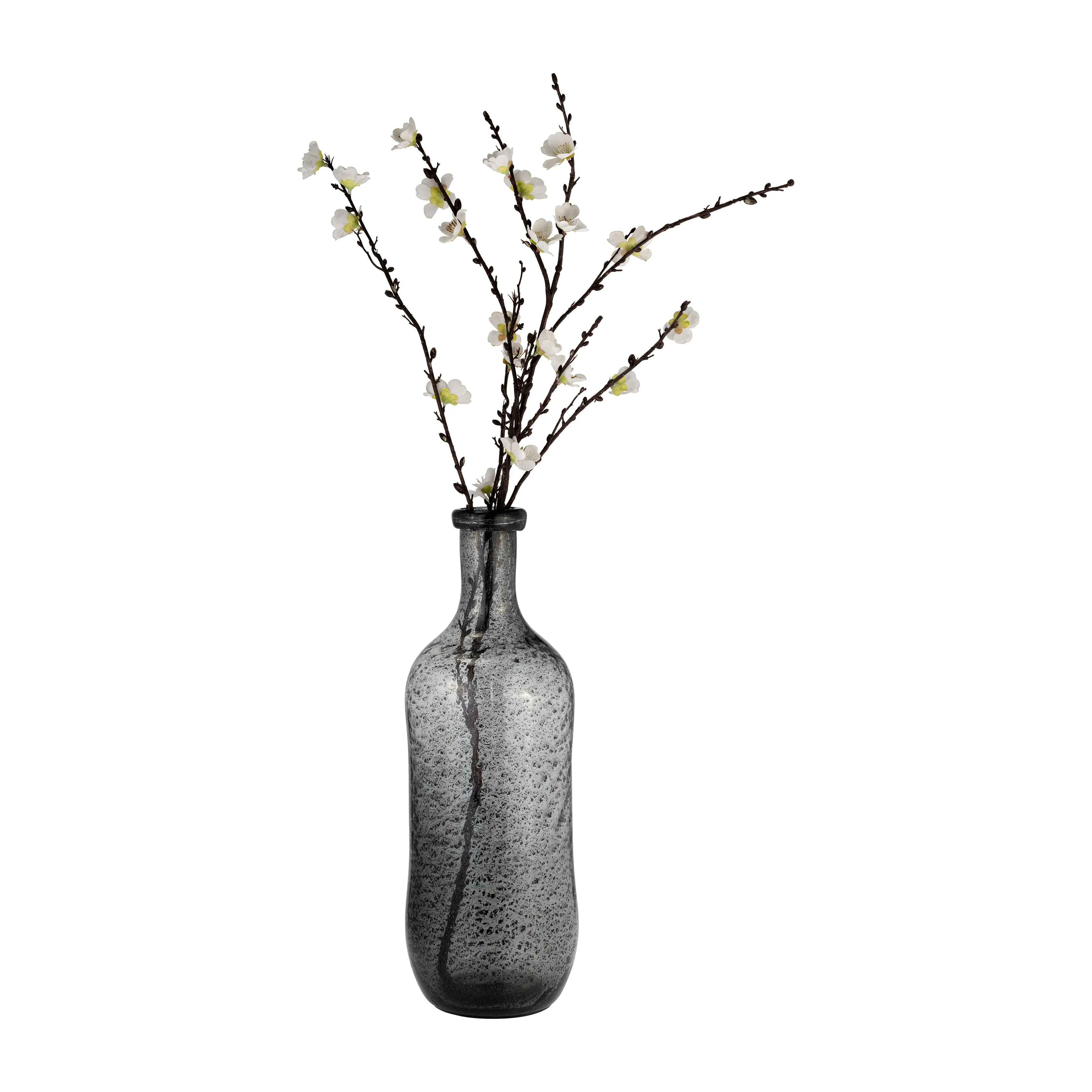GLASS, 17H" IRREGULAR SHAPE VASE, SMOKE