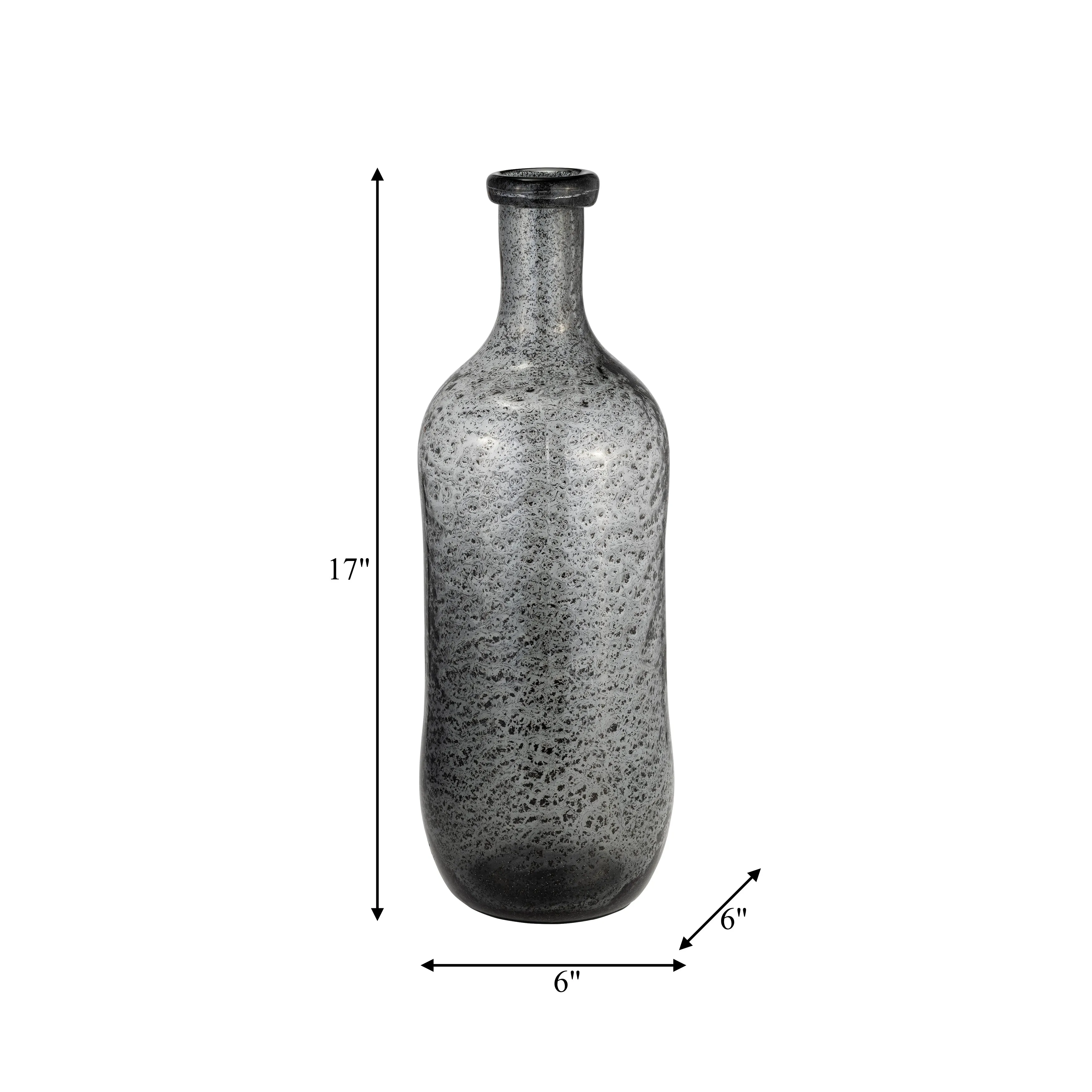 GLASS, 17H" IRREGULAR SHAPE VASE, SMOKE