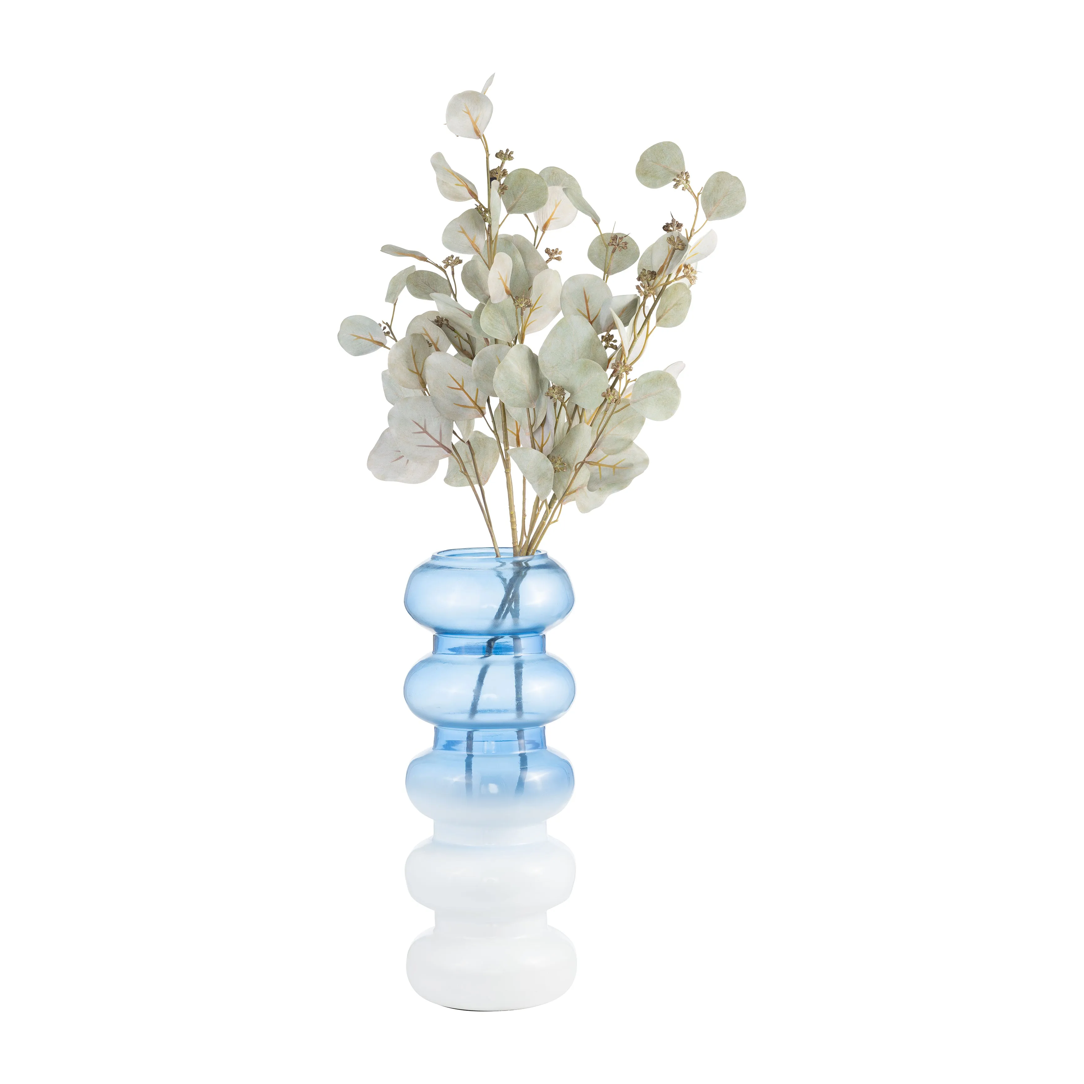 GLASS, 17"H ACCORDION VASE, BLUE