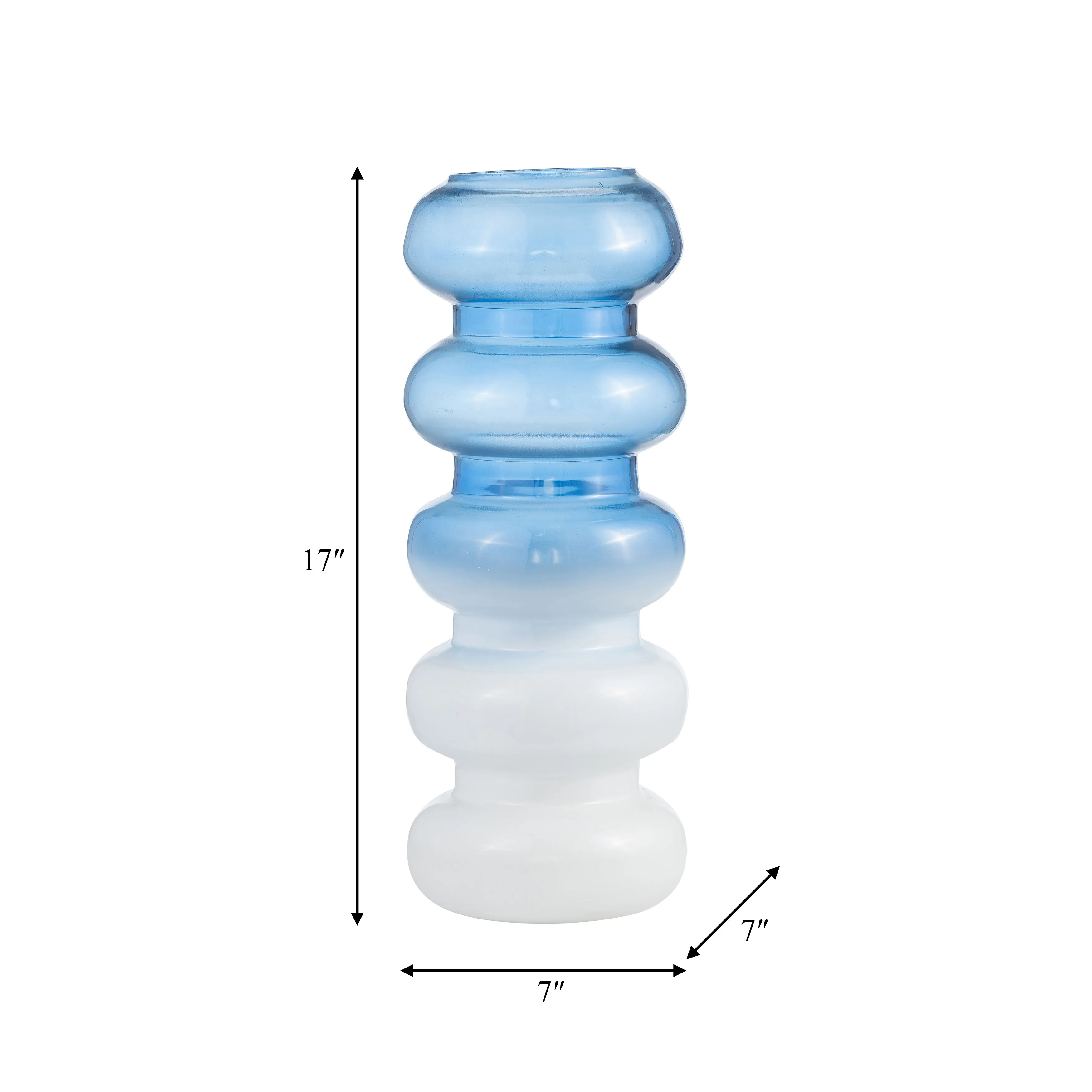GLASS, 17"H ACCORDION VASE, BLUE