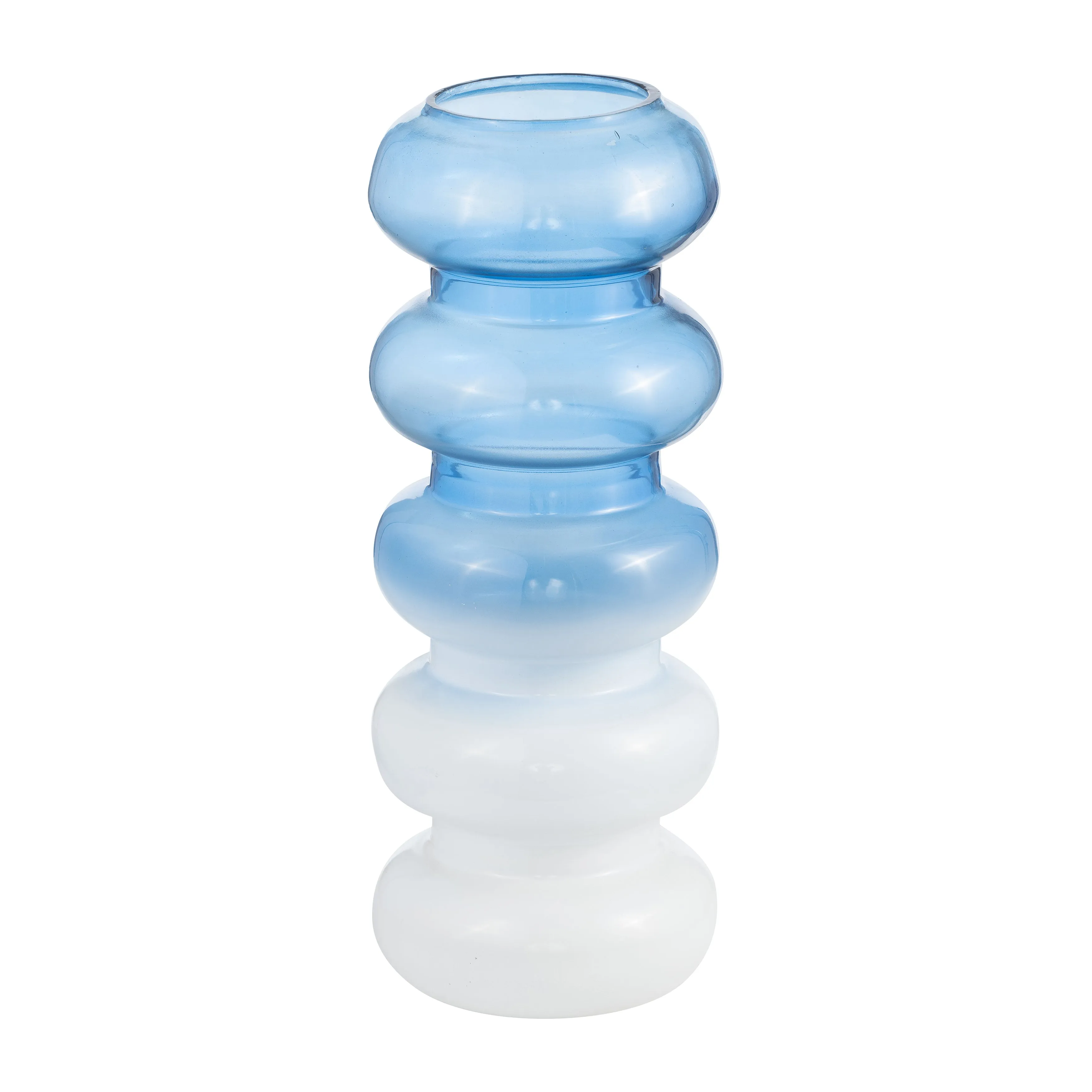 GLASS, 17"H ACCORDION VASE, BLUE