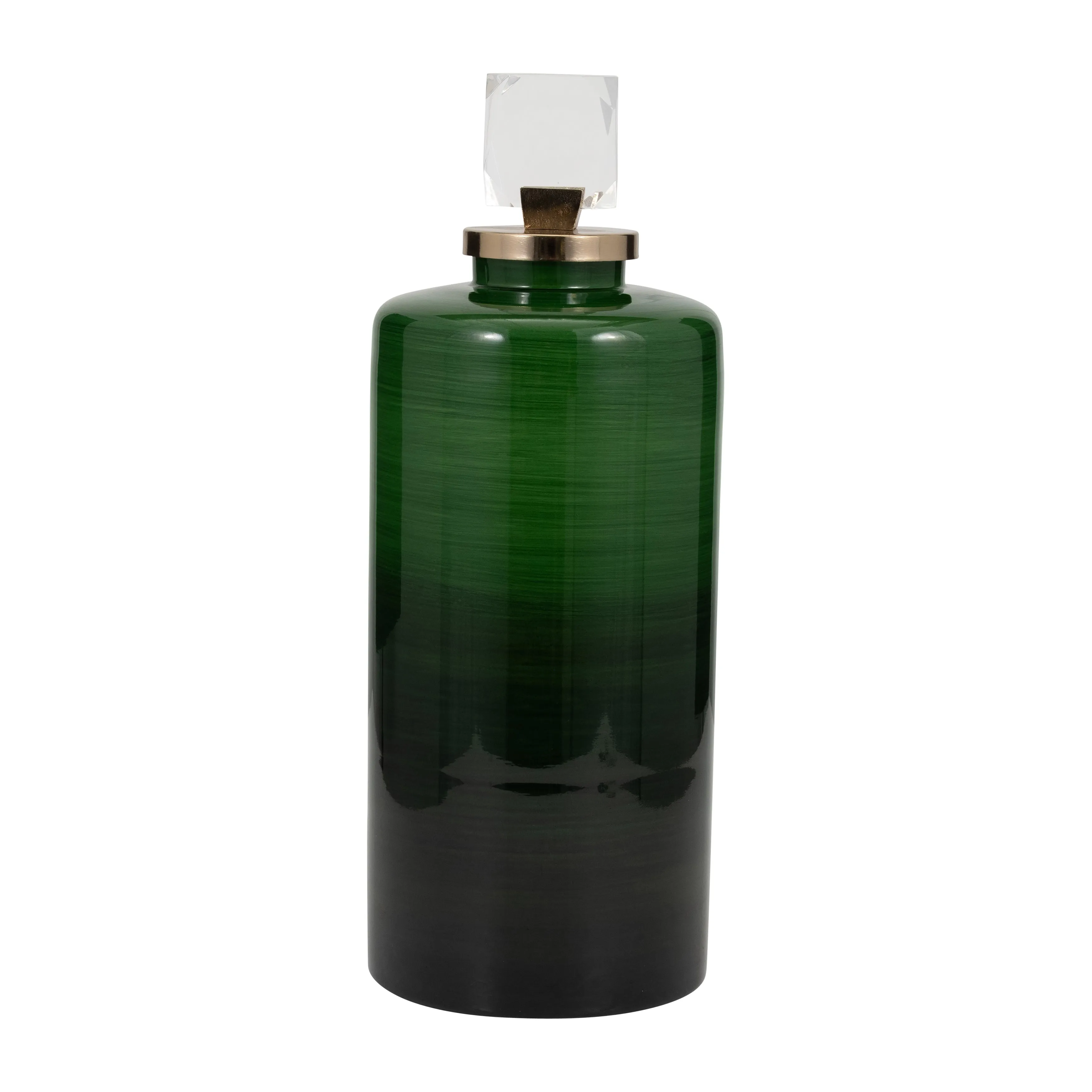 GLASS, 18" EMERALD CITY VASE W LID, GREEN