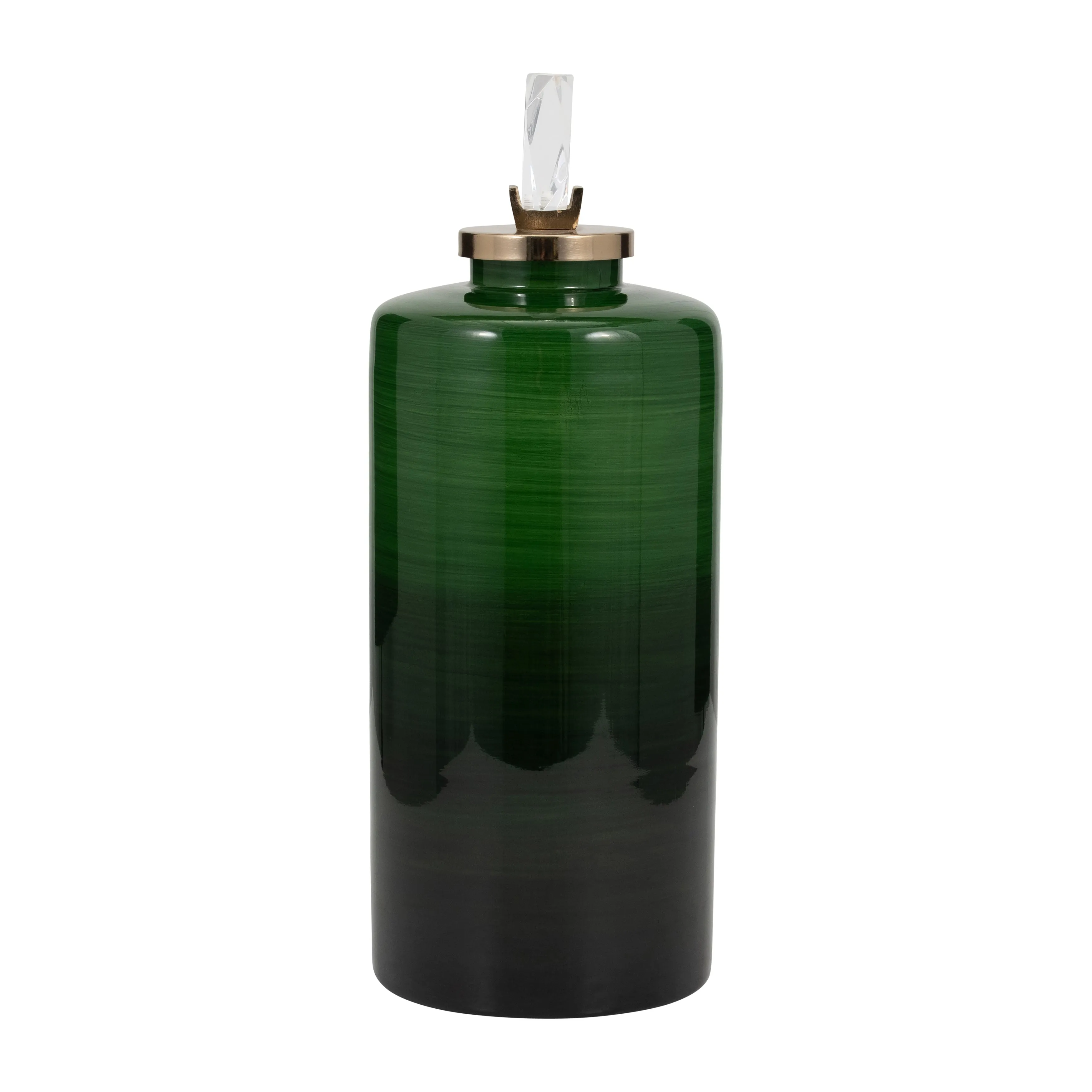 GLASS, 18" EMERALD CITY VASE W LID, GREEN