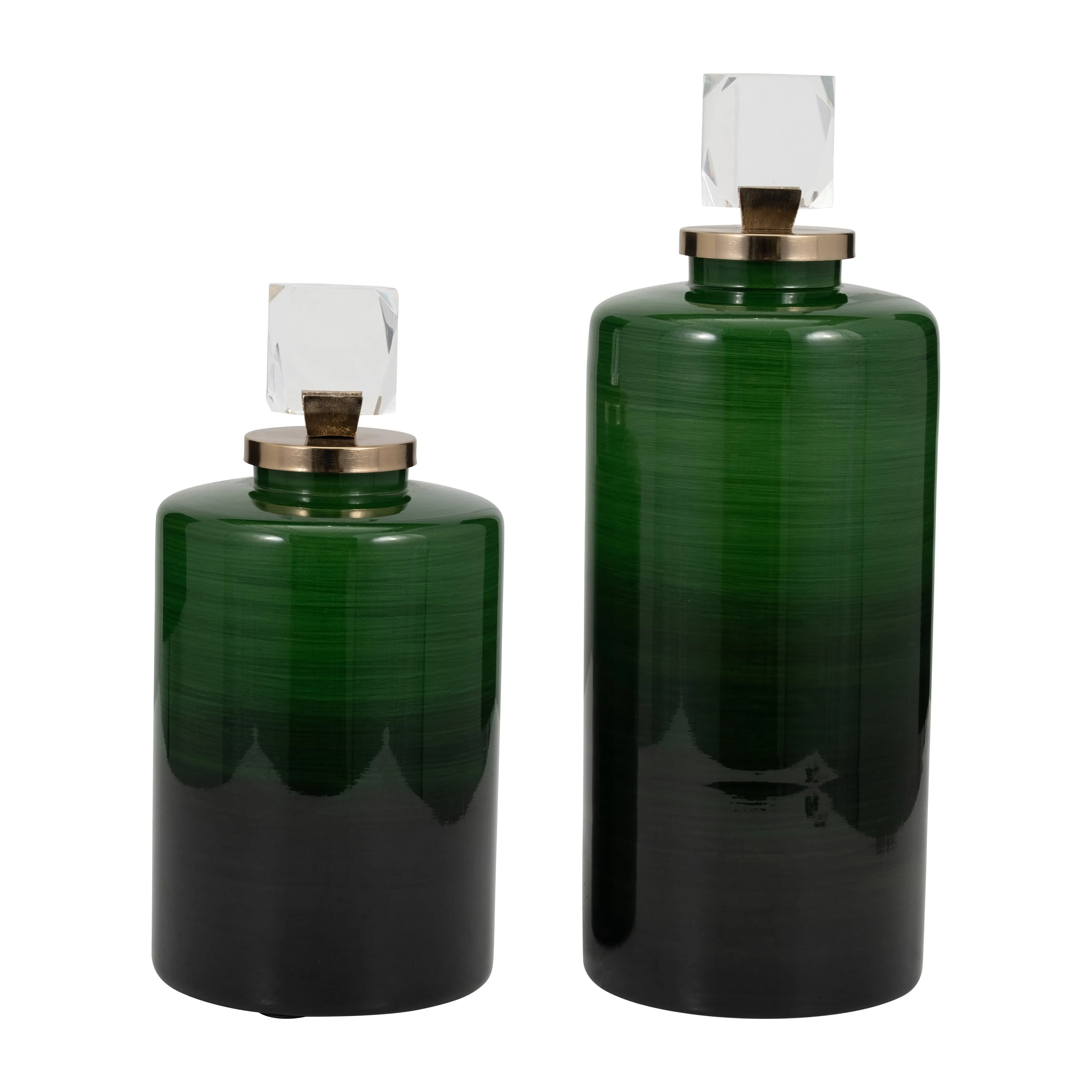GLASS, 18" EMERALD CITY VASE W LID, GREEN