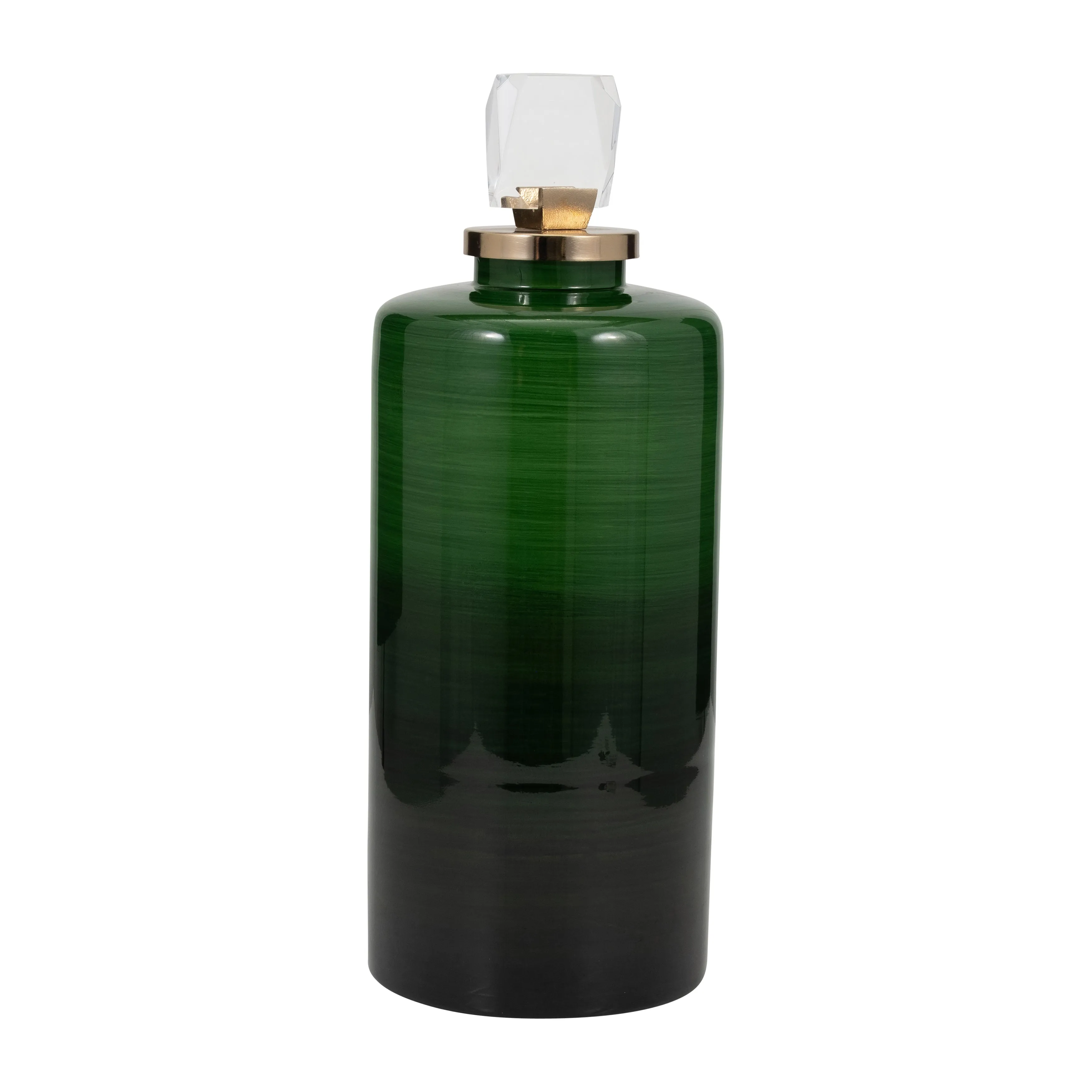 GLASS, 18" EMERALD CITY VASE W LID, GREEN