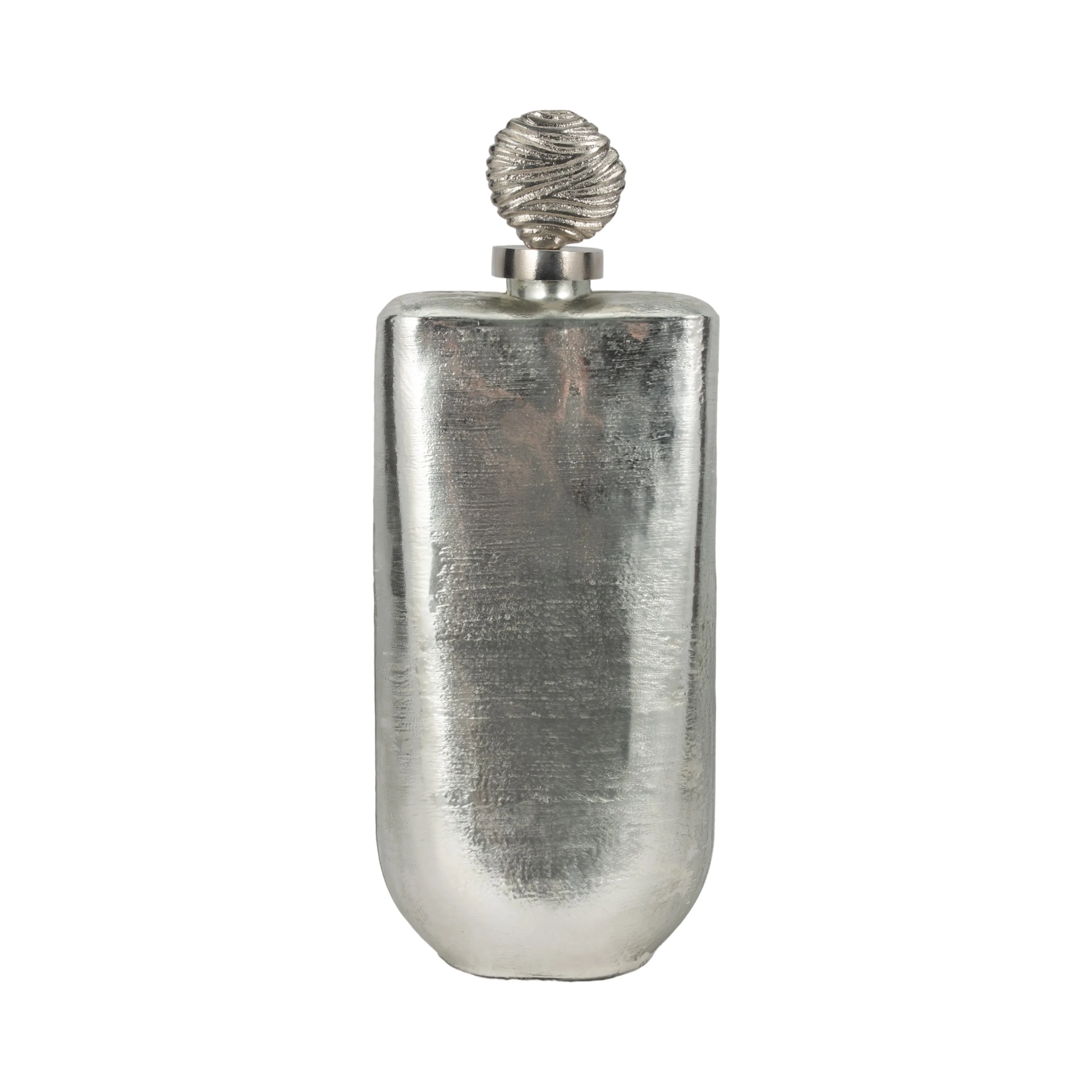 GLASS, 19" METALLIC BOTTLE ORB TOPPER, SILVER