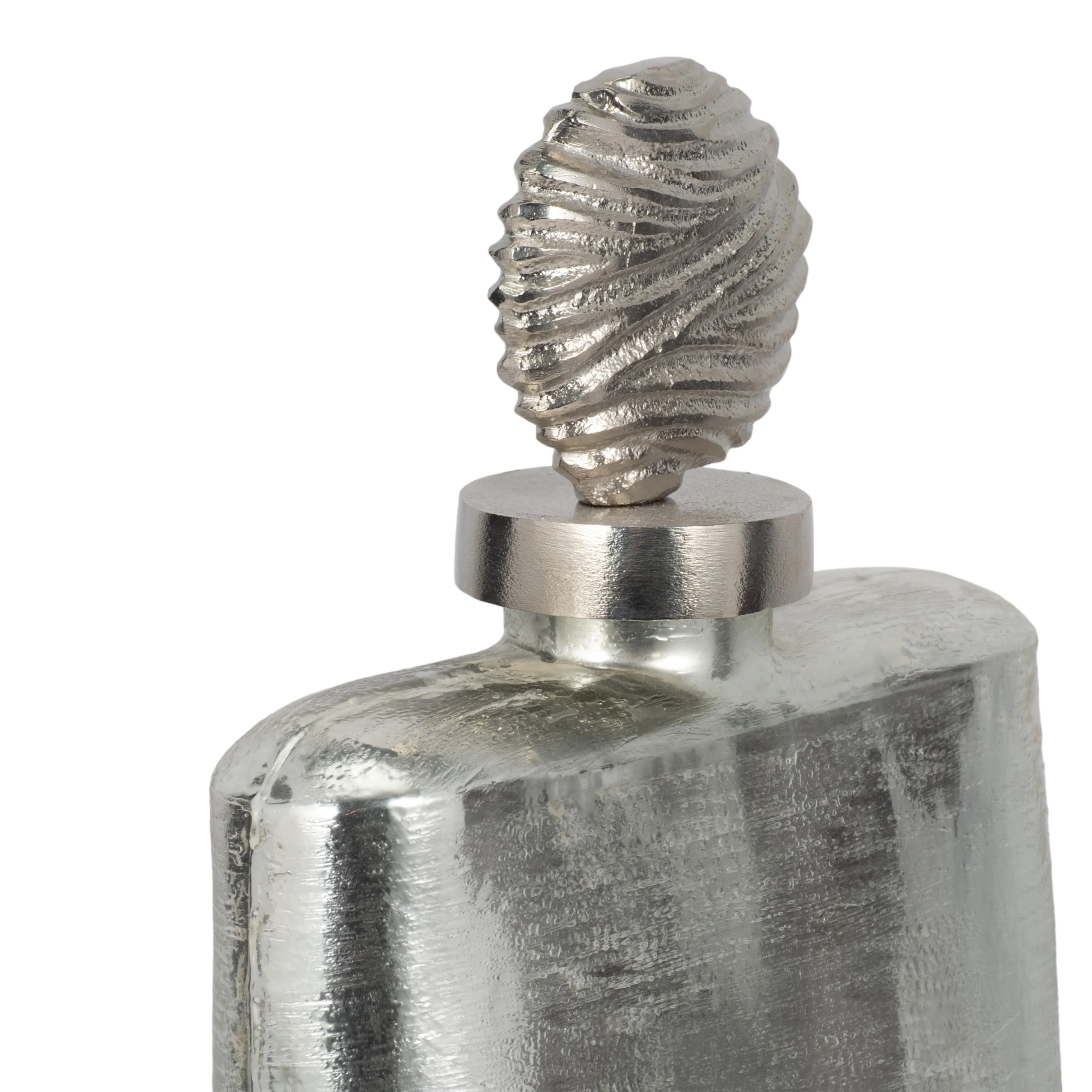GLASS, 19" METALLIC BOTTLE ORB TOPPER, SILVER