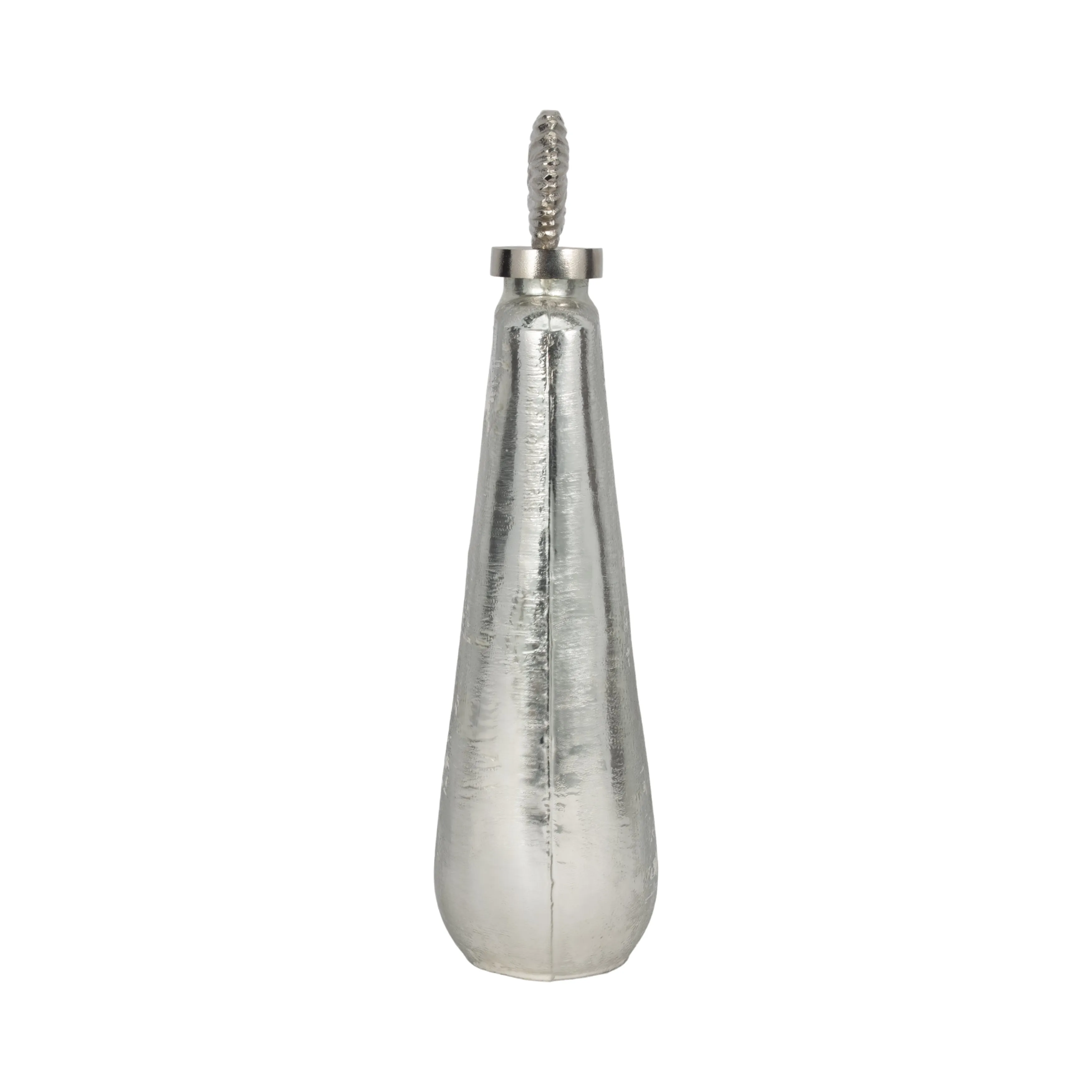 GLASS, 19" METALLIC BOTTLE ORB TOPPER, SILVER
