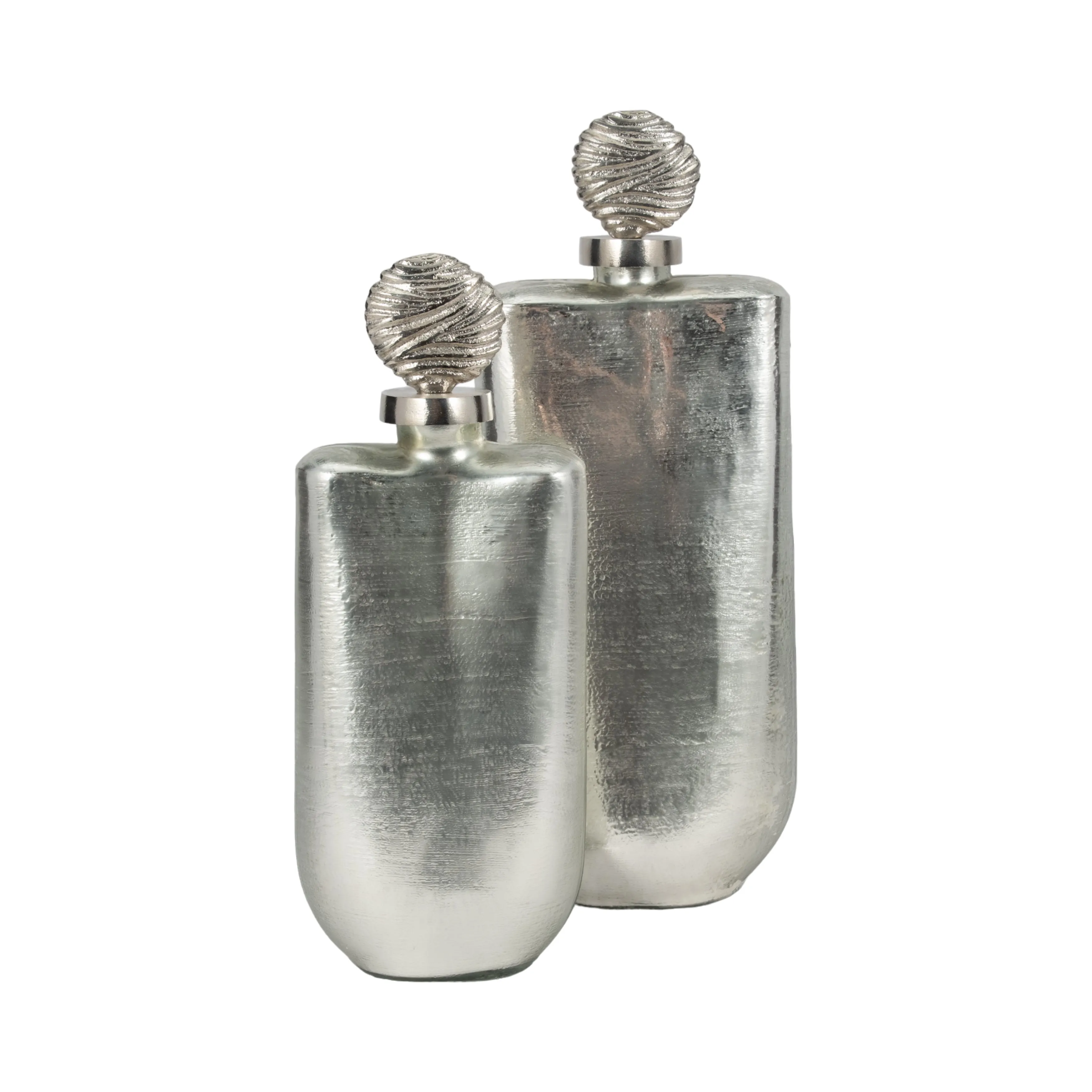 GLASS, 19" METALLIC BOTTLE ORB TOPPER, SILVER