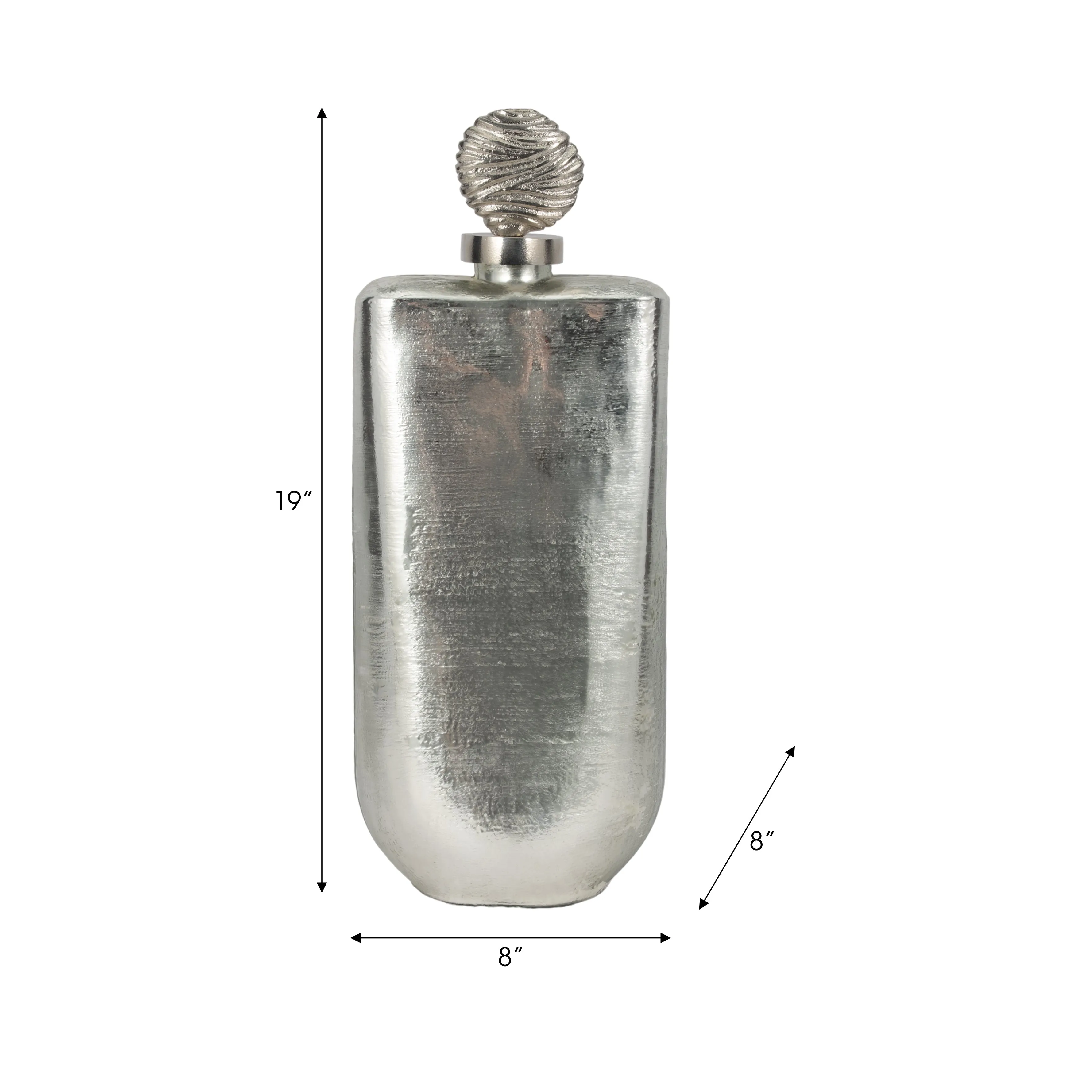 GLASS, 19" METALLIC BOTTLE ORB TOPPER, SILVER