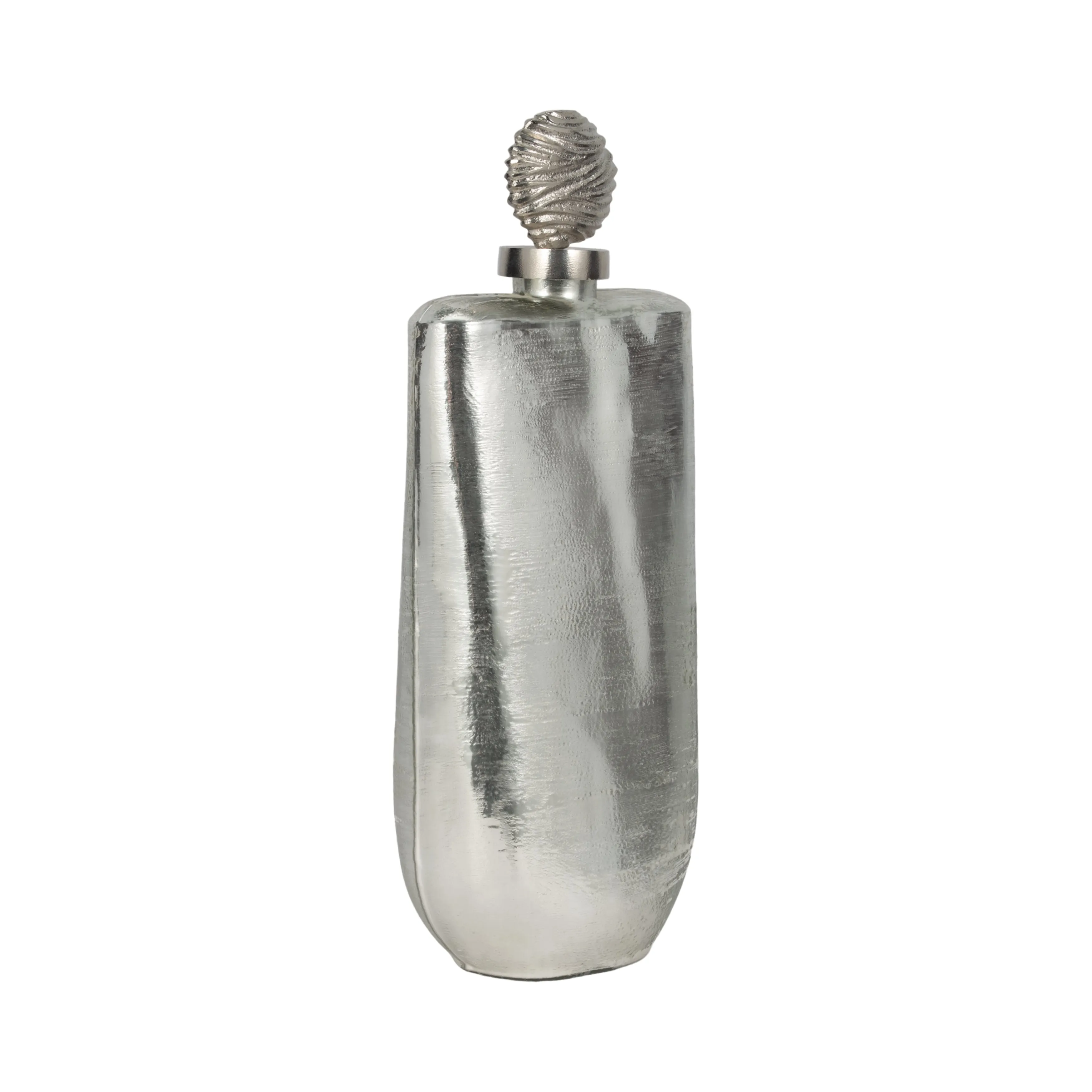 GLASS, 19" METALLIC BOTTLE ORB TOPPER, SILVER