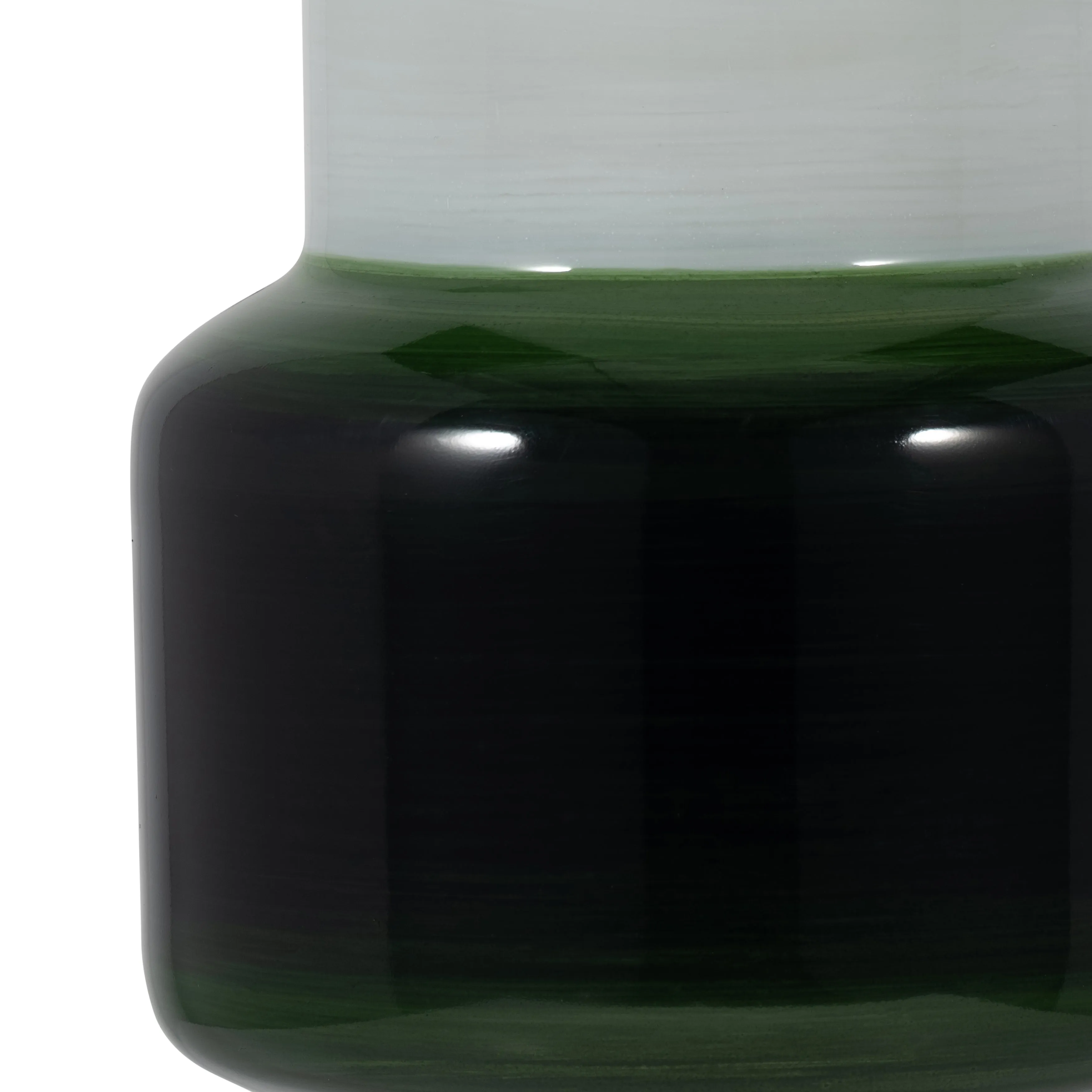 GLASS, 19" MODERN CYLINDER VASE, WHITE/GREEN