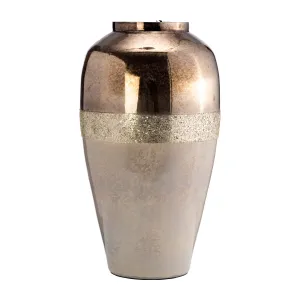 GLASS, 20" METALLIC VASE, CHAMPAGNE