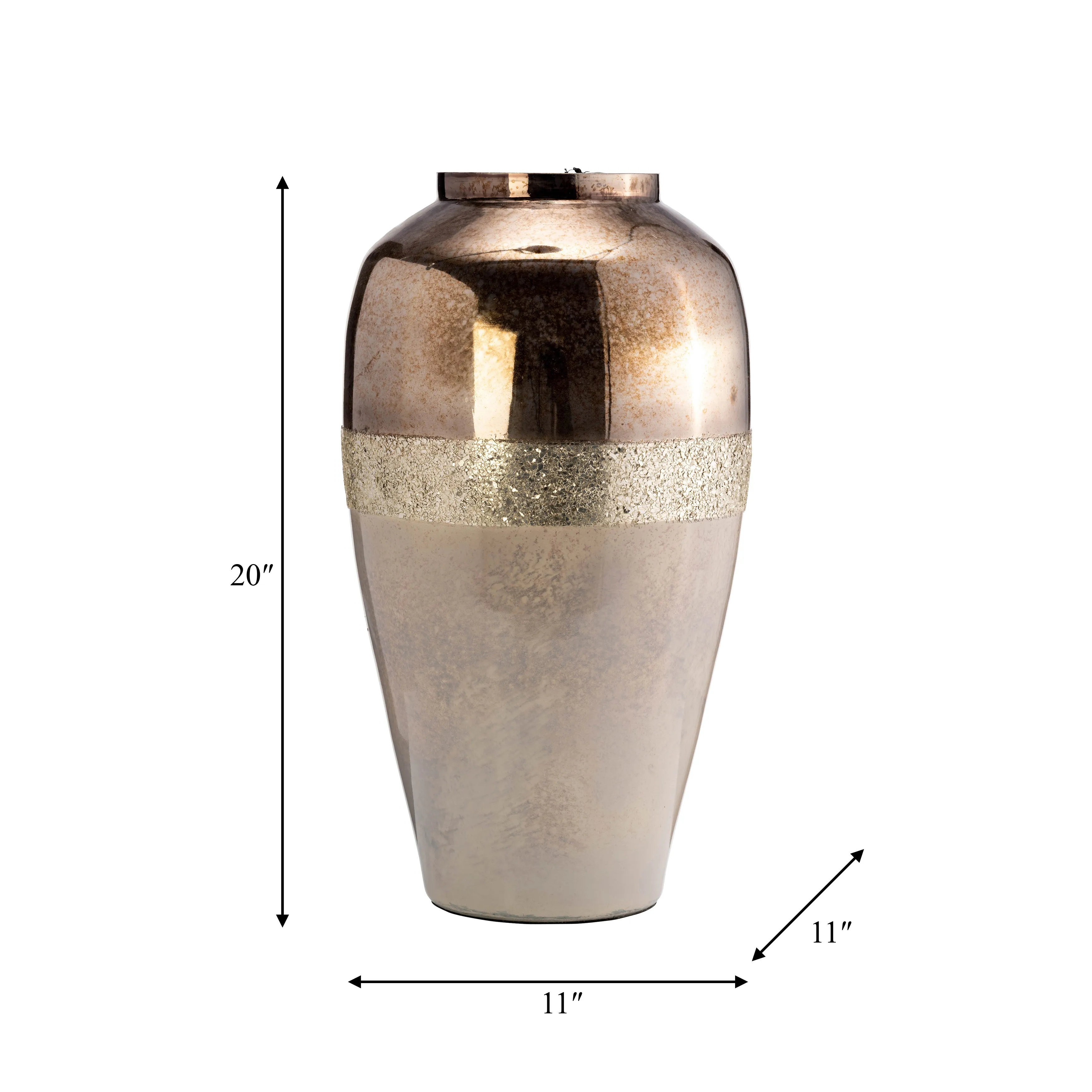GLASS, 20" METALLIC VASE, CHAMPAGNE