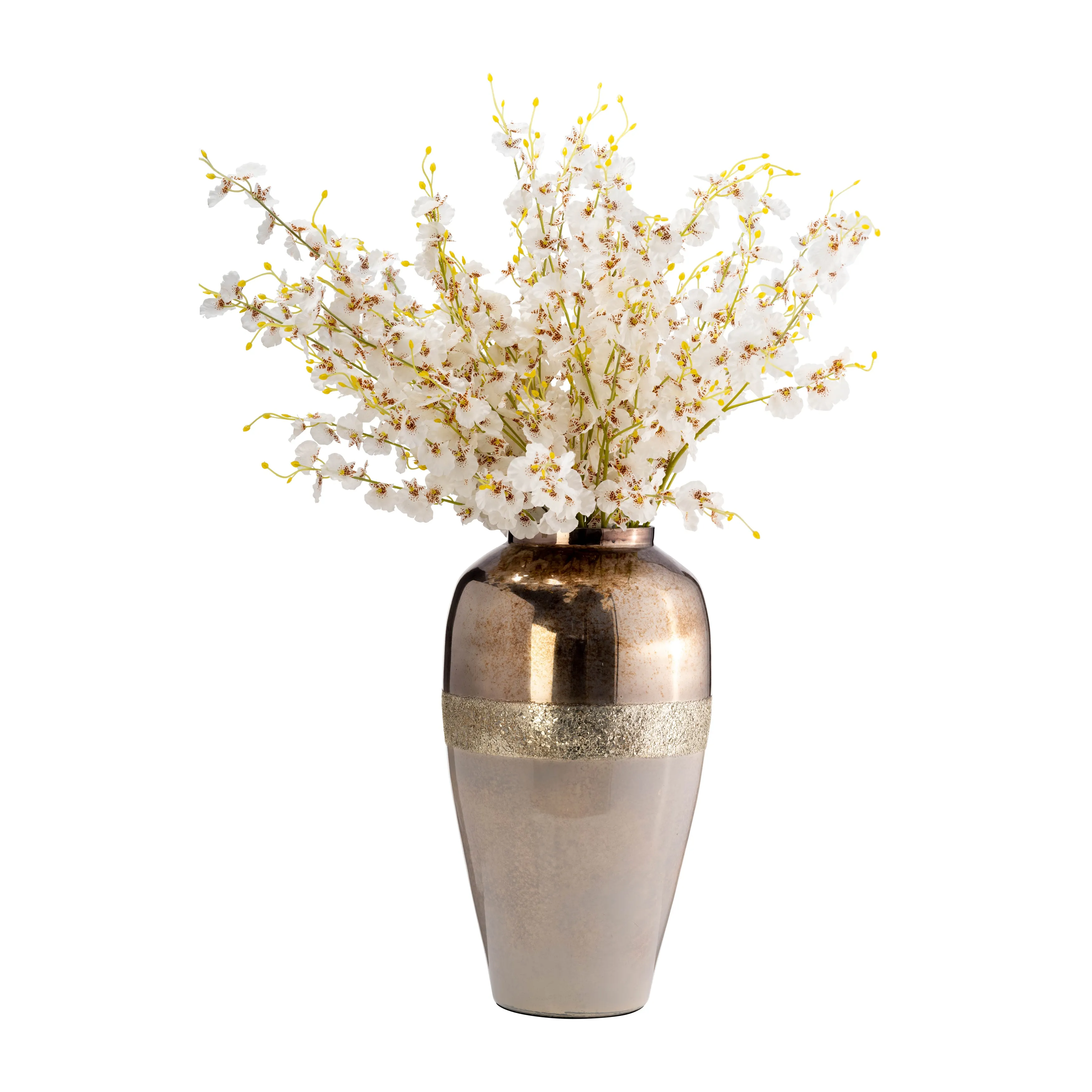 GLASS, 20" METALLIC VASE, CHAMPAGNE