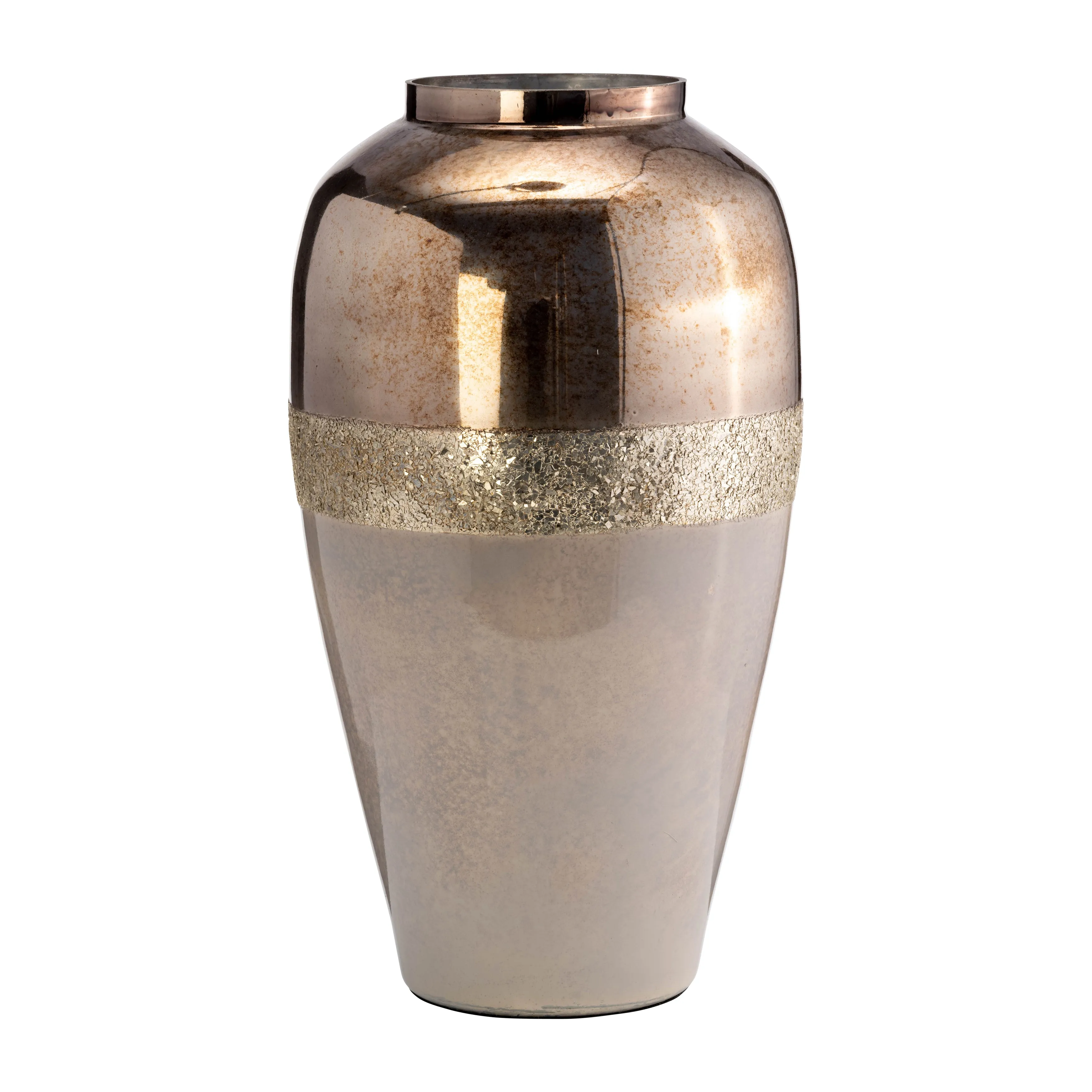 GLASS, 20" METALLIC VASE, CHAMPAGNE