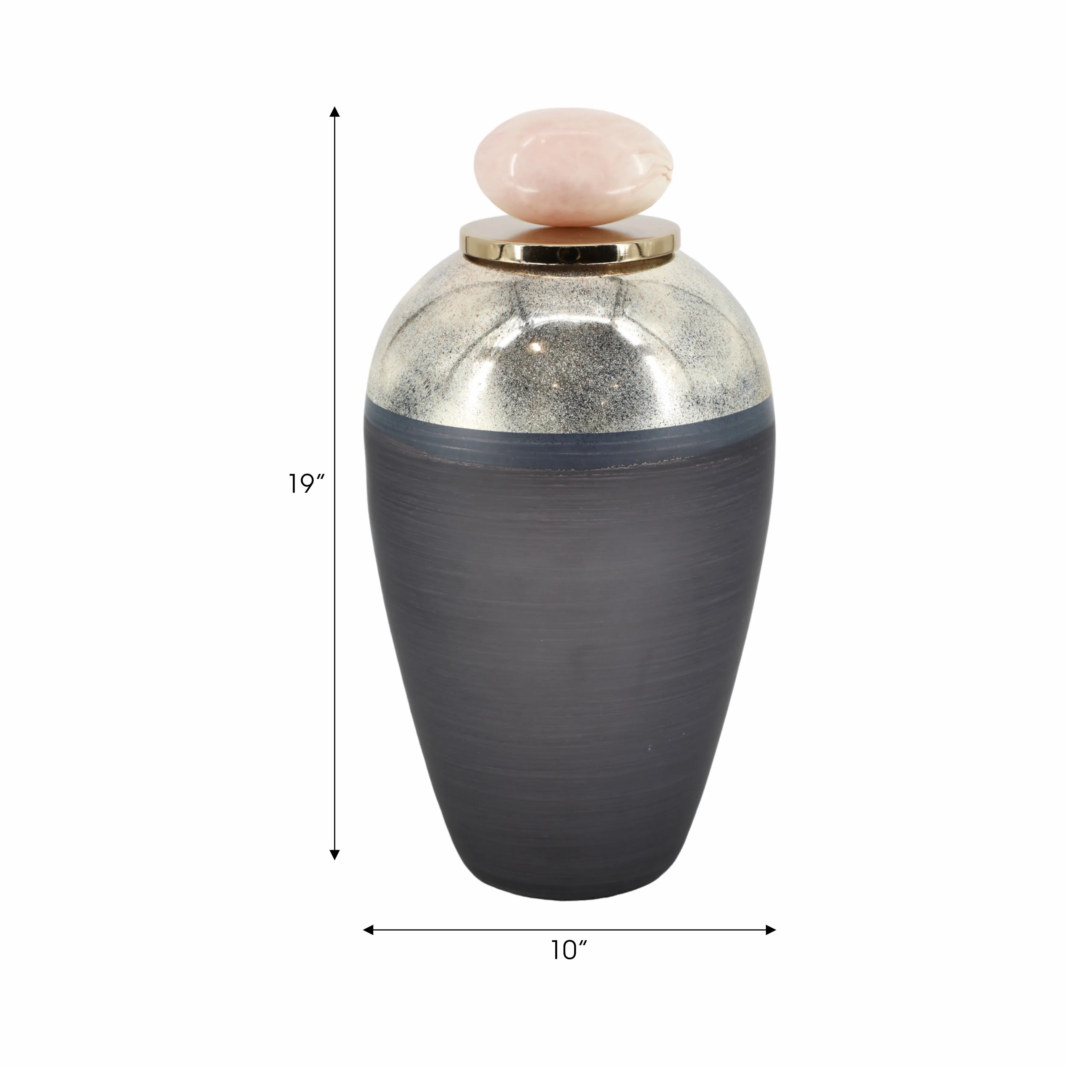 GLASS, 20" VASE W/ RESIN TOPPER, GRAY