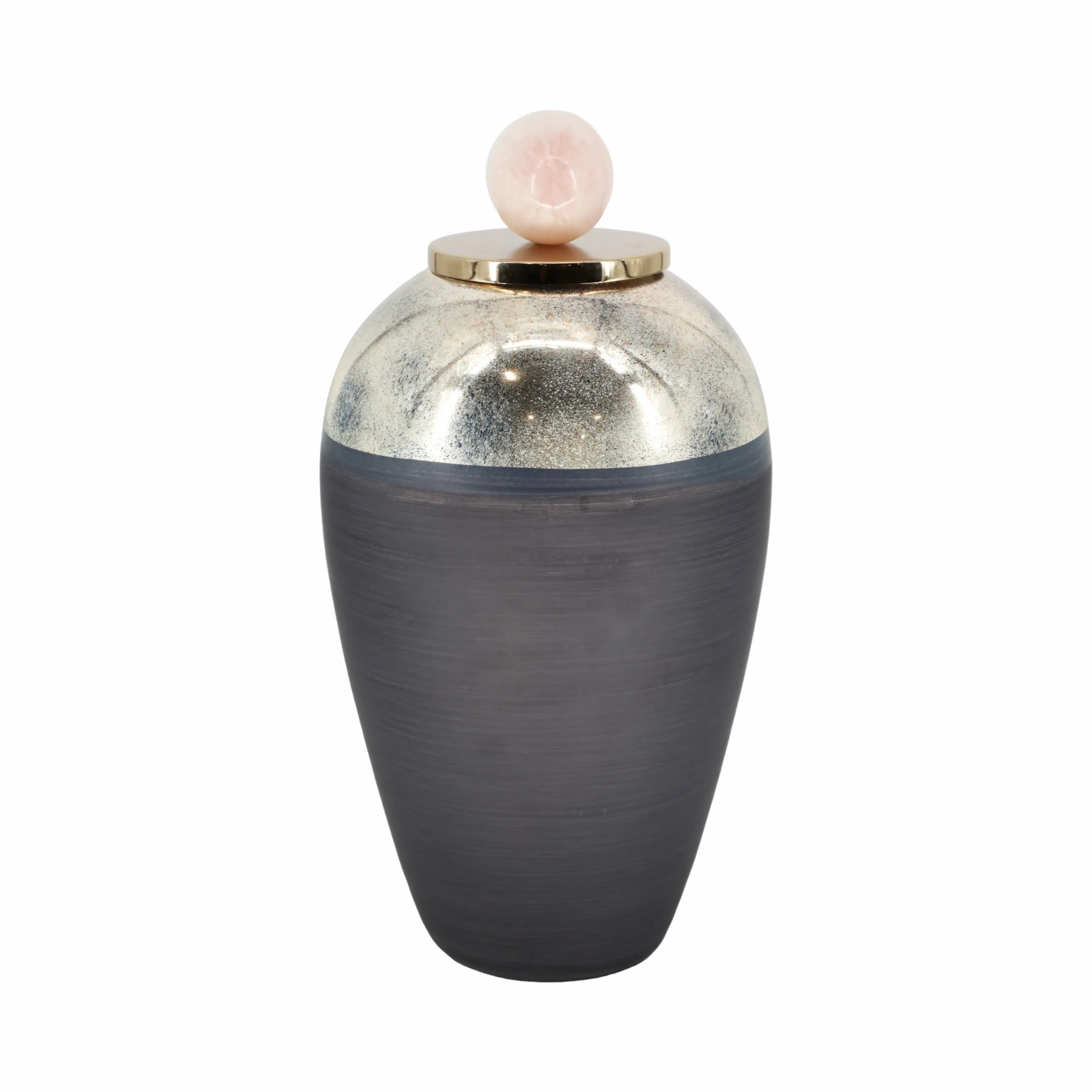 GLASS, 20" VASE W/ RESIN TOPPER, GRAY