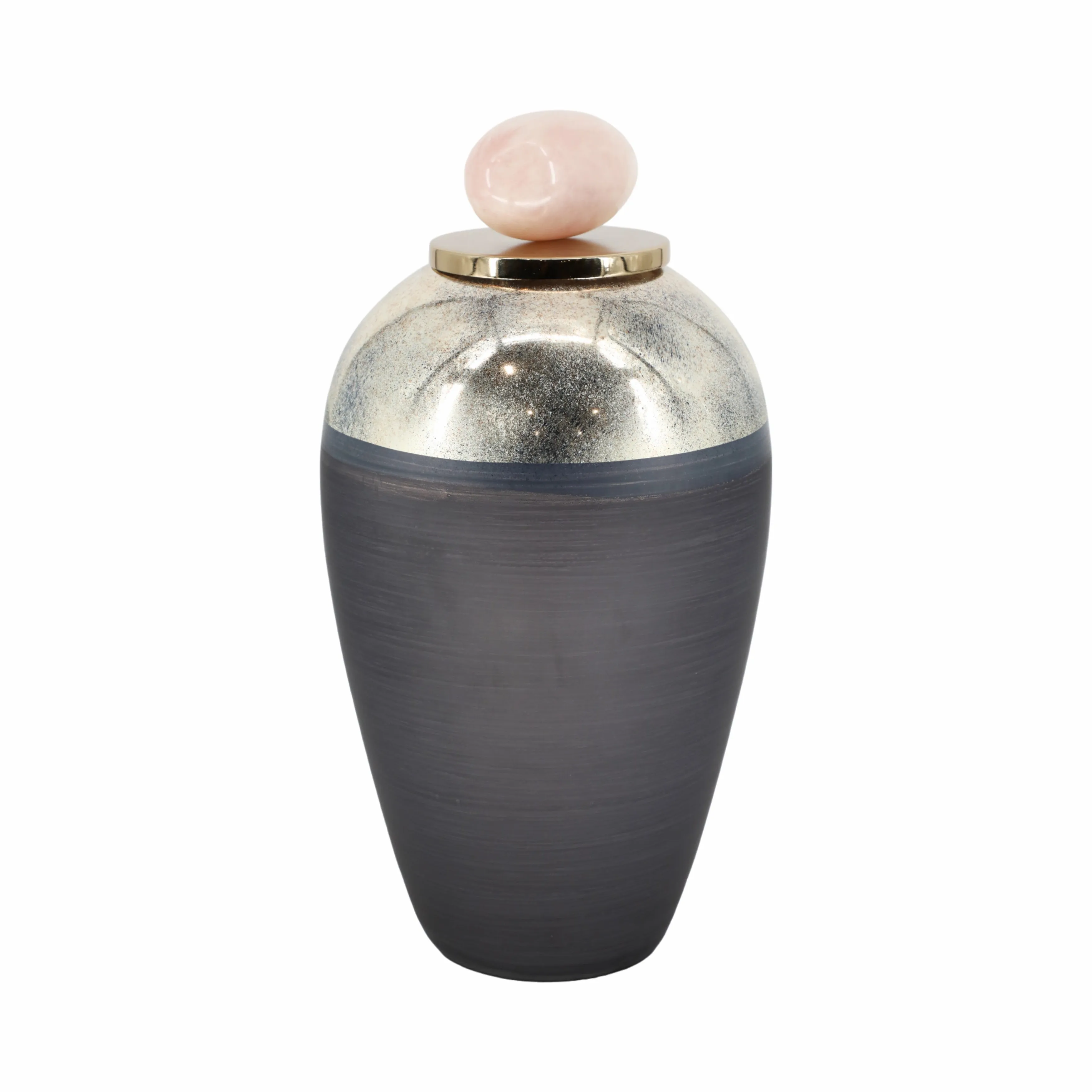 GLASS, 20" VASE W/ RESIN TOPPER, GRAY