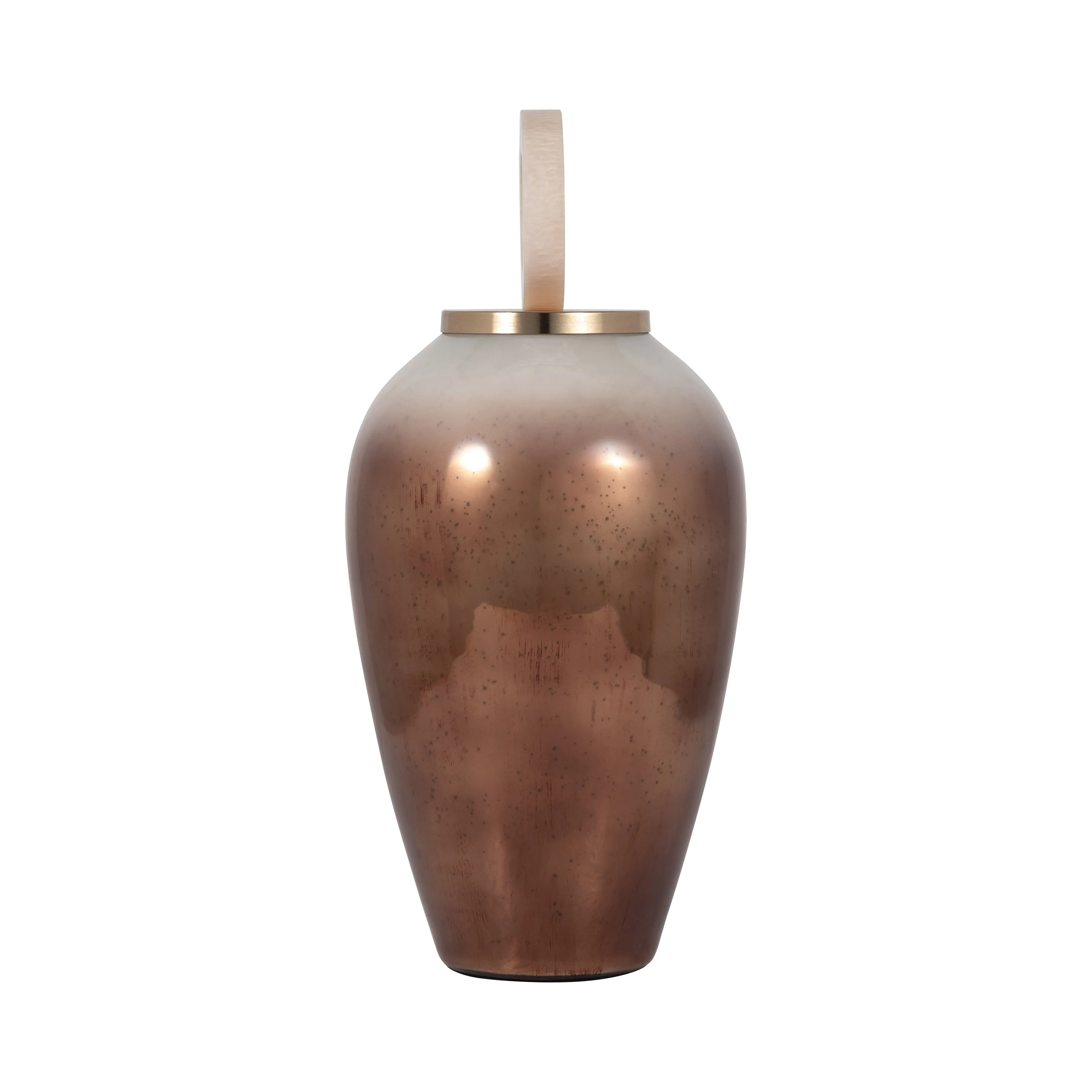 GLASS, 22" VASE ROUND RESIN TOPPER, COPPER