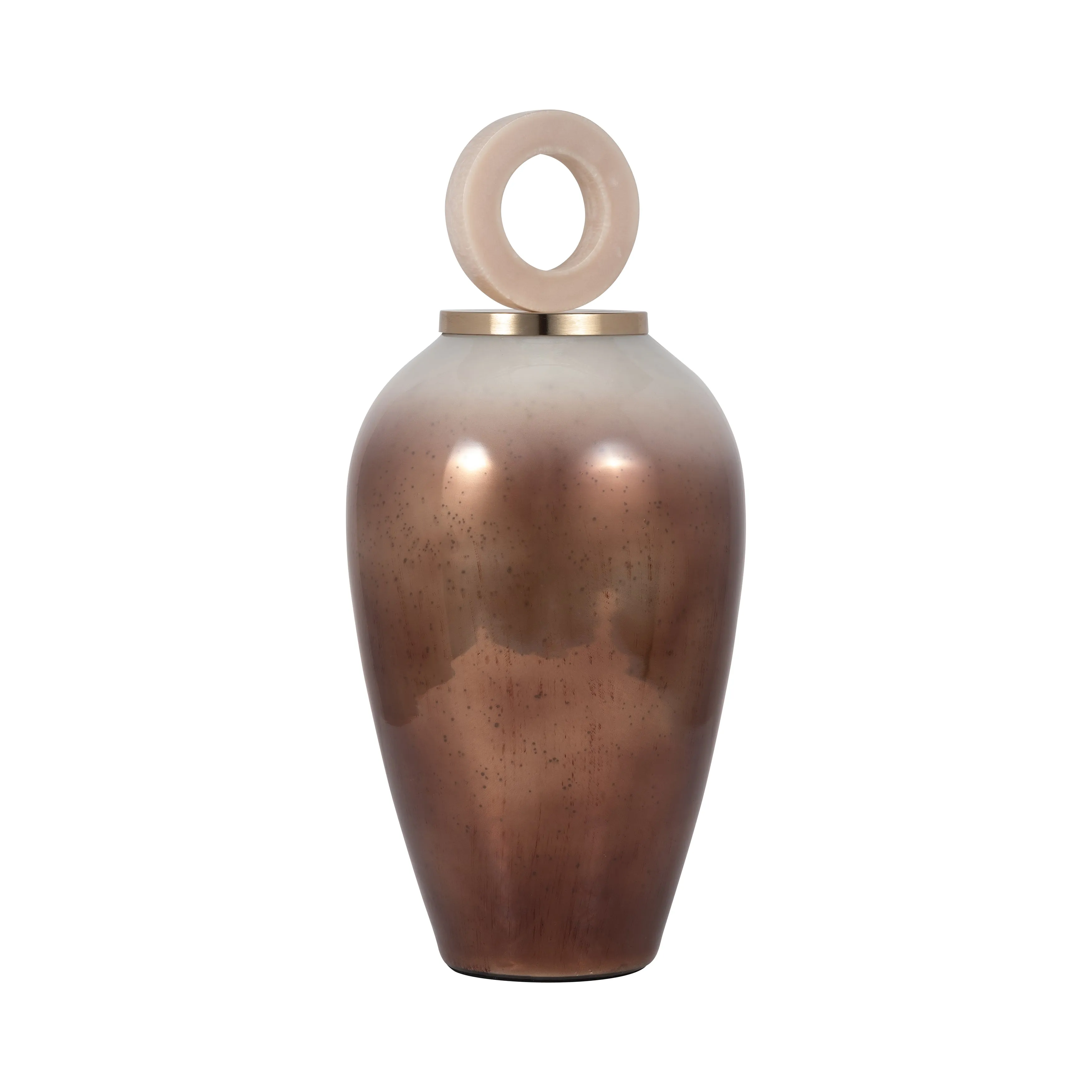 GLASS, 22" VASE ROUND RESIN TOPPER, COPPER