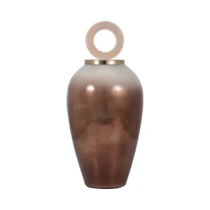 GLASS, 22" VASE ROUND RESIN TOPPER, COPPER