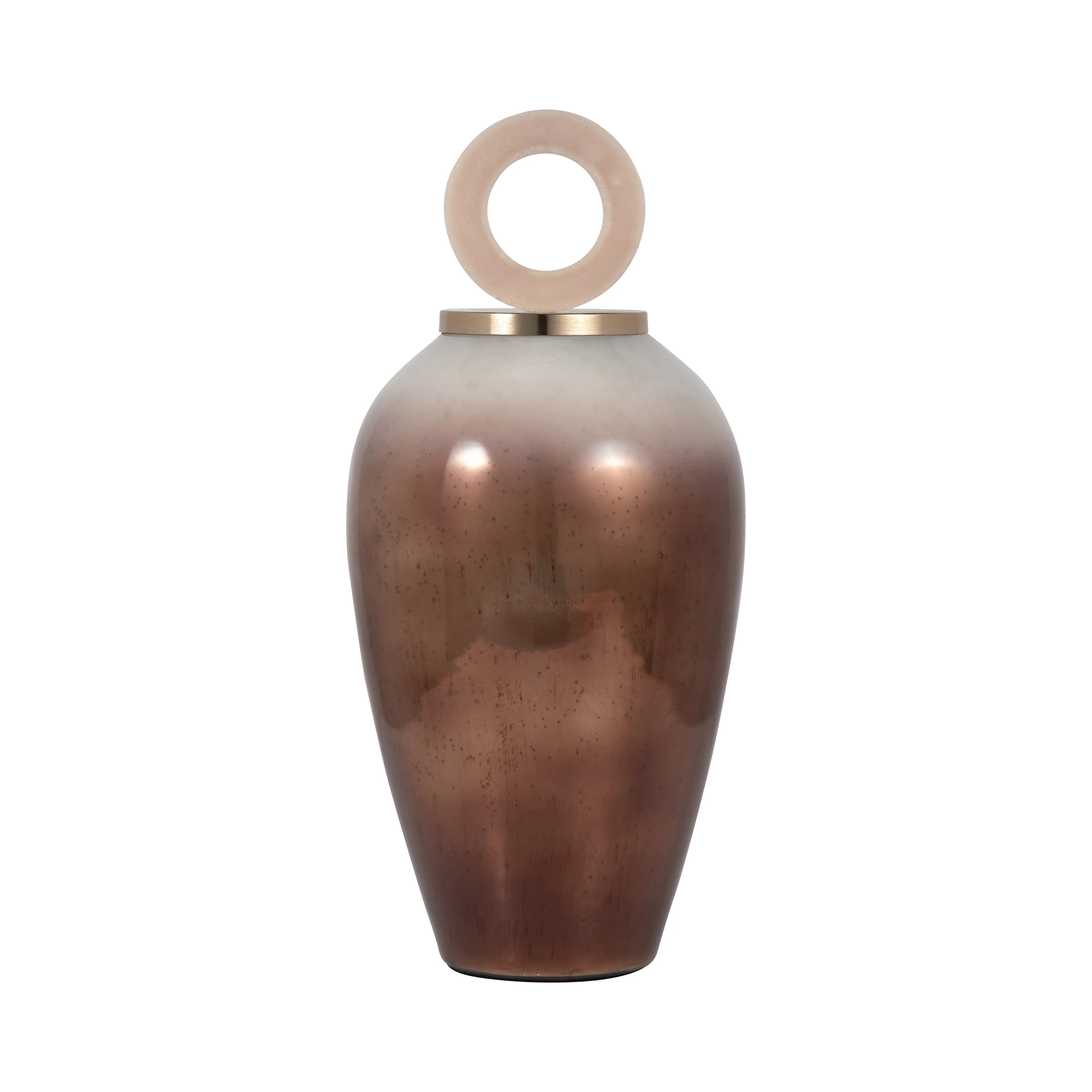 GLASS, 22" VASE ROUND RESIN TOPPER, COPPER