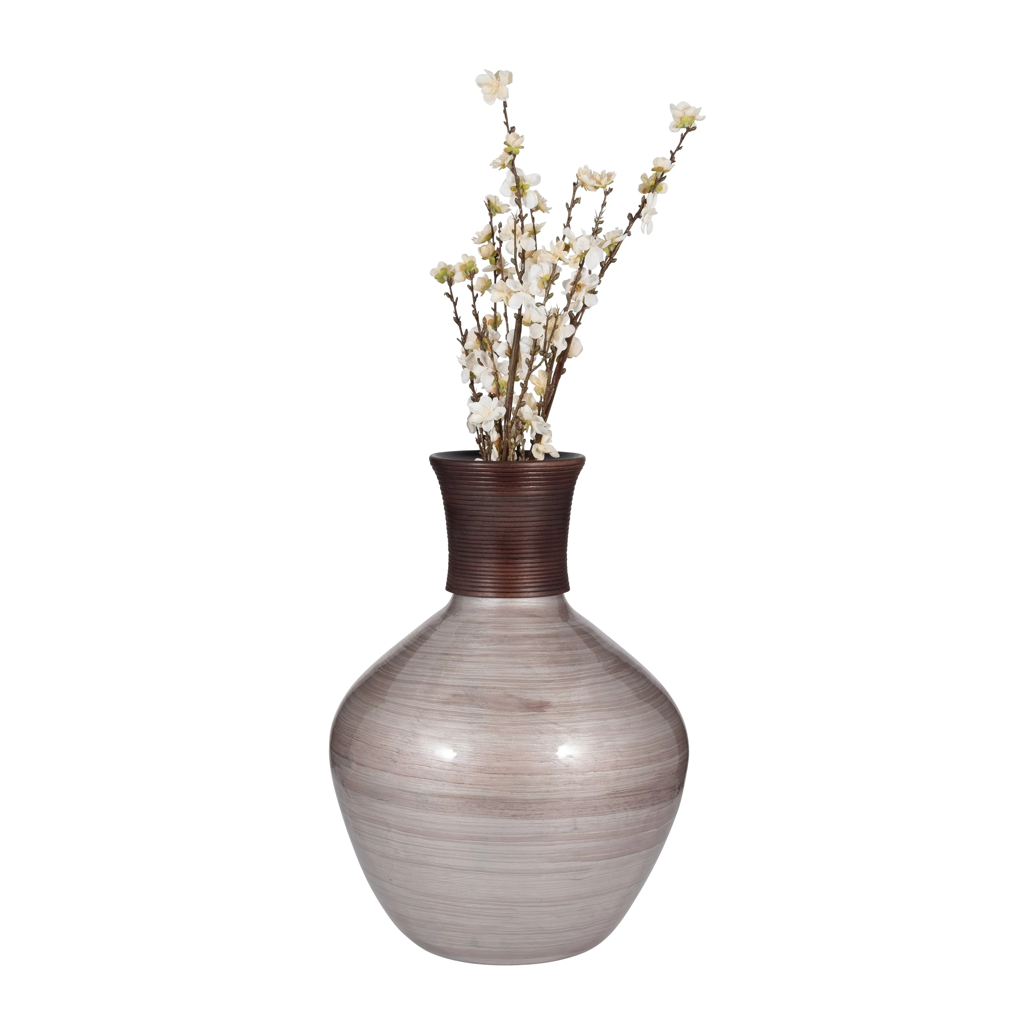 GLASS, 22" WOODEN TOP VASE, BLUSH