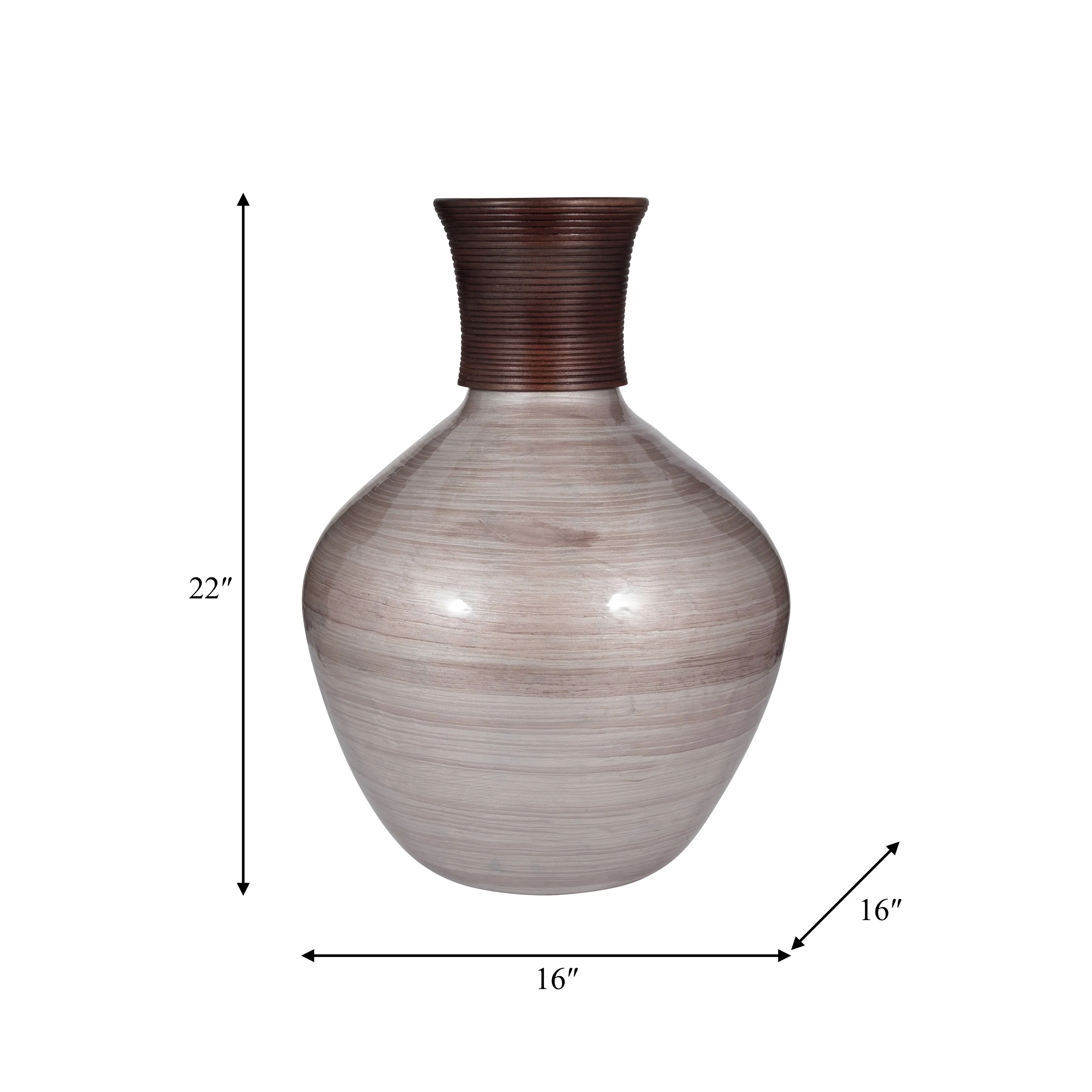 GLASS, 22" WOODEN TOP VASE, BLUSH