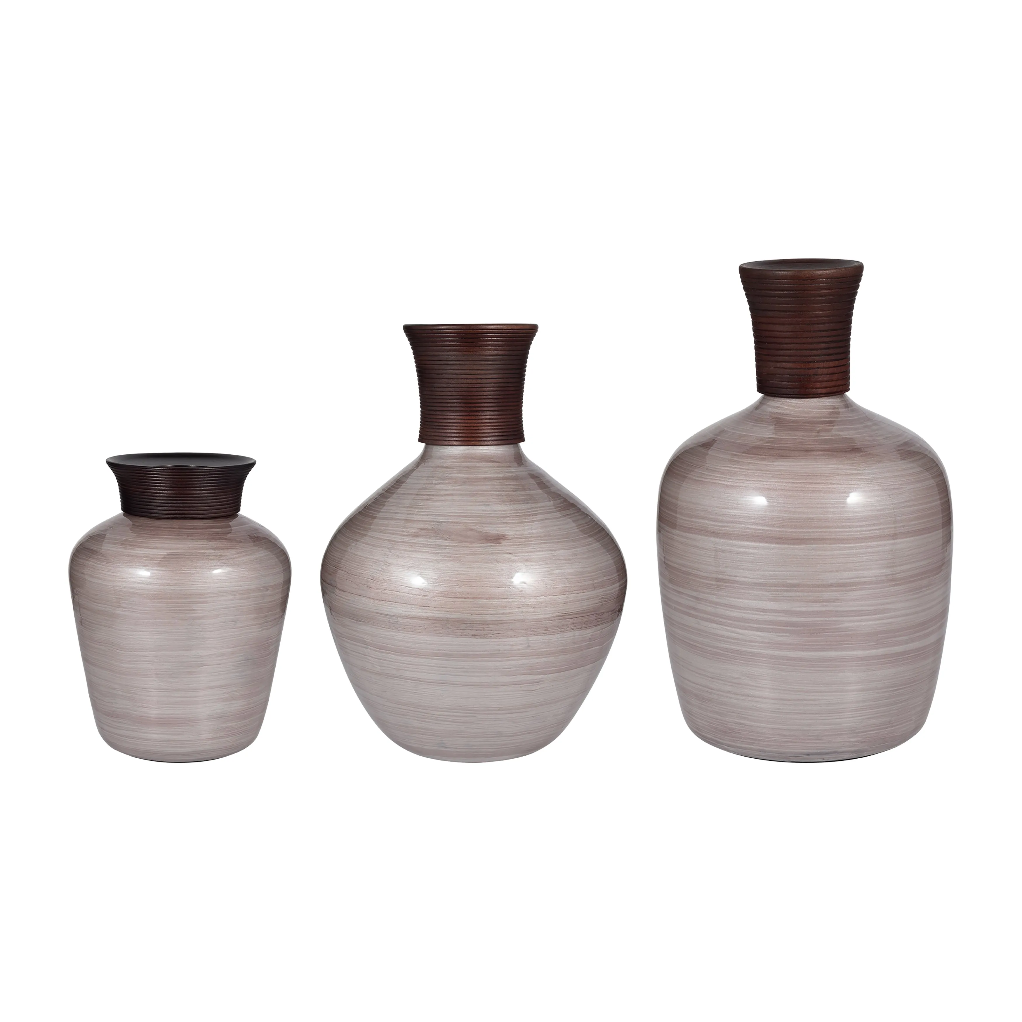 GLASS, 22" WOODEN TOP VASE, BLUSH