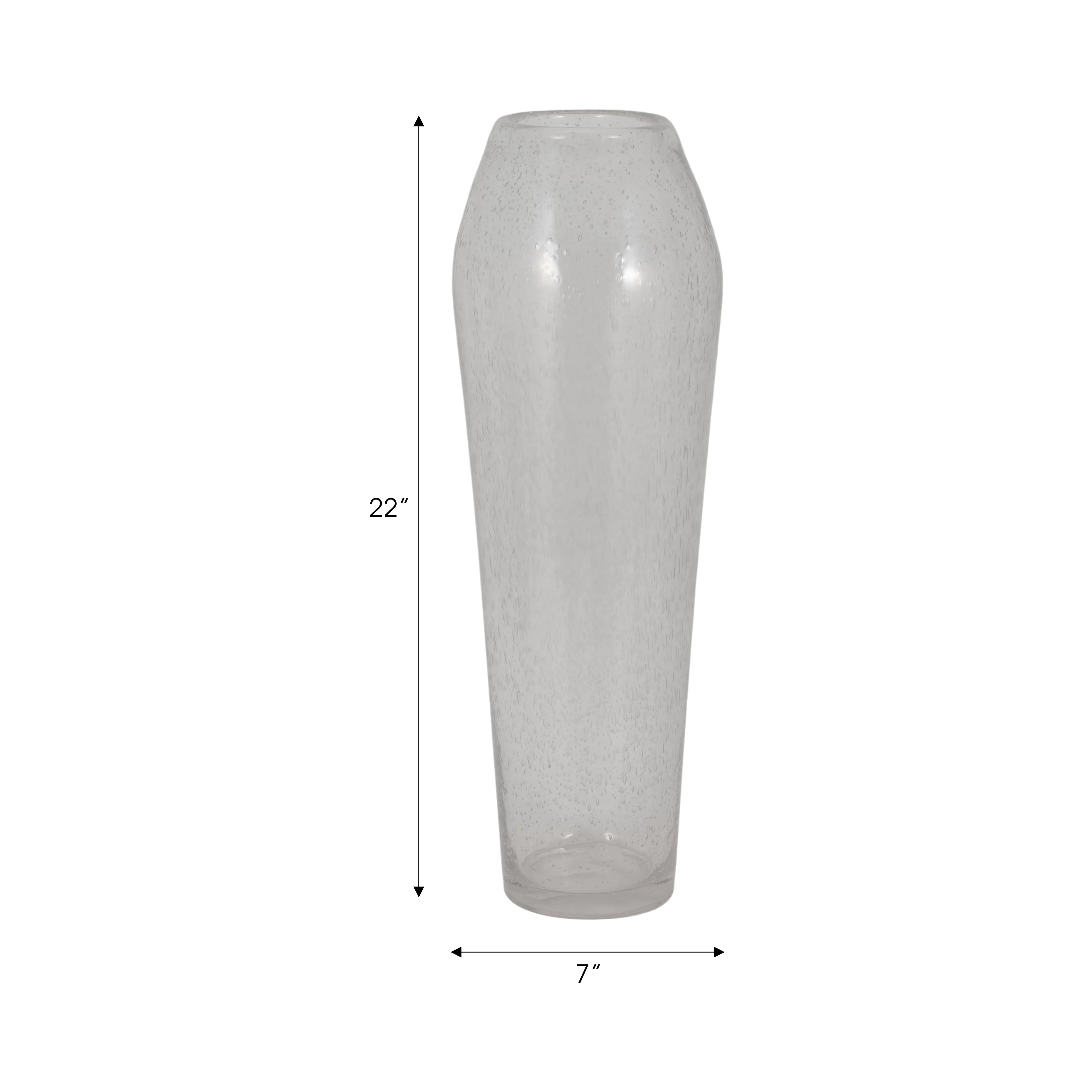 GLASS, 23" FLOOR VASE BUBBLE CLEAR