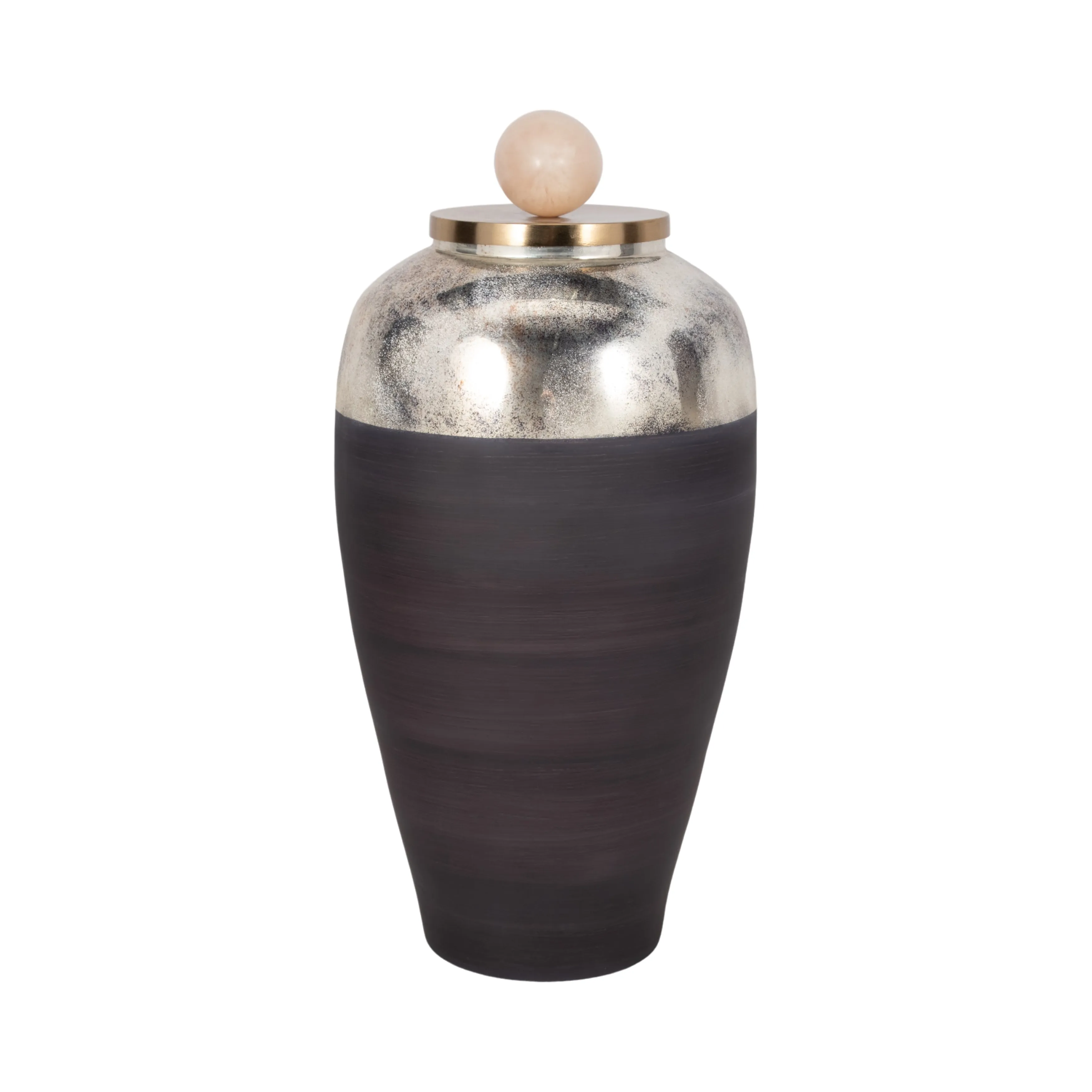GLASS, 23" VASE W/ RESIN TOPPER, GRAY