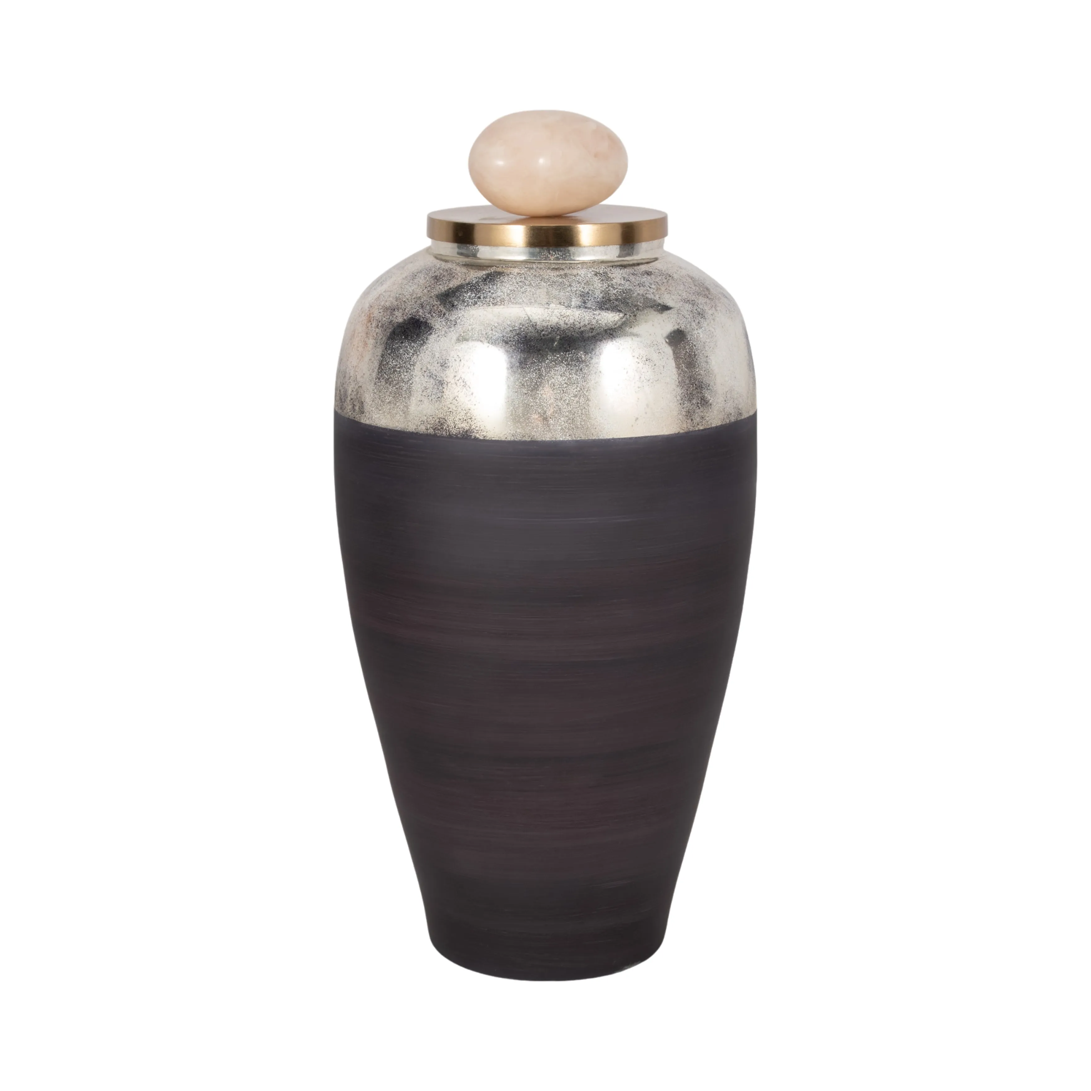 GLASS, 23" VASE W/ RESIN TOPPER, GRAY