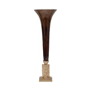 GLASS, 32" TRUMPET VASE, BRONZE