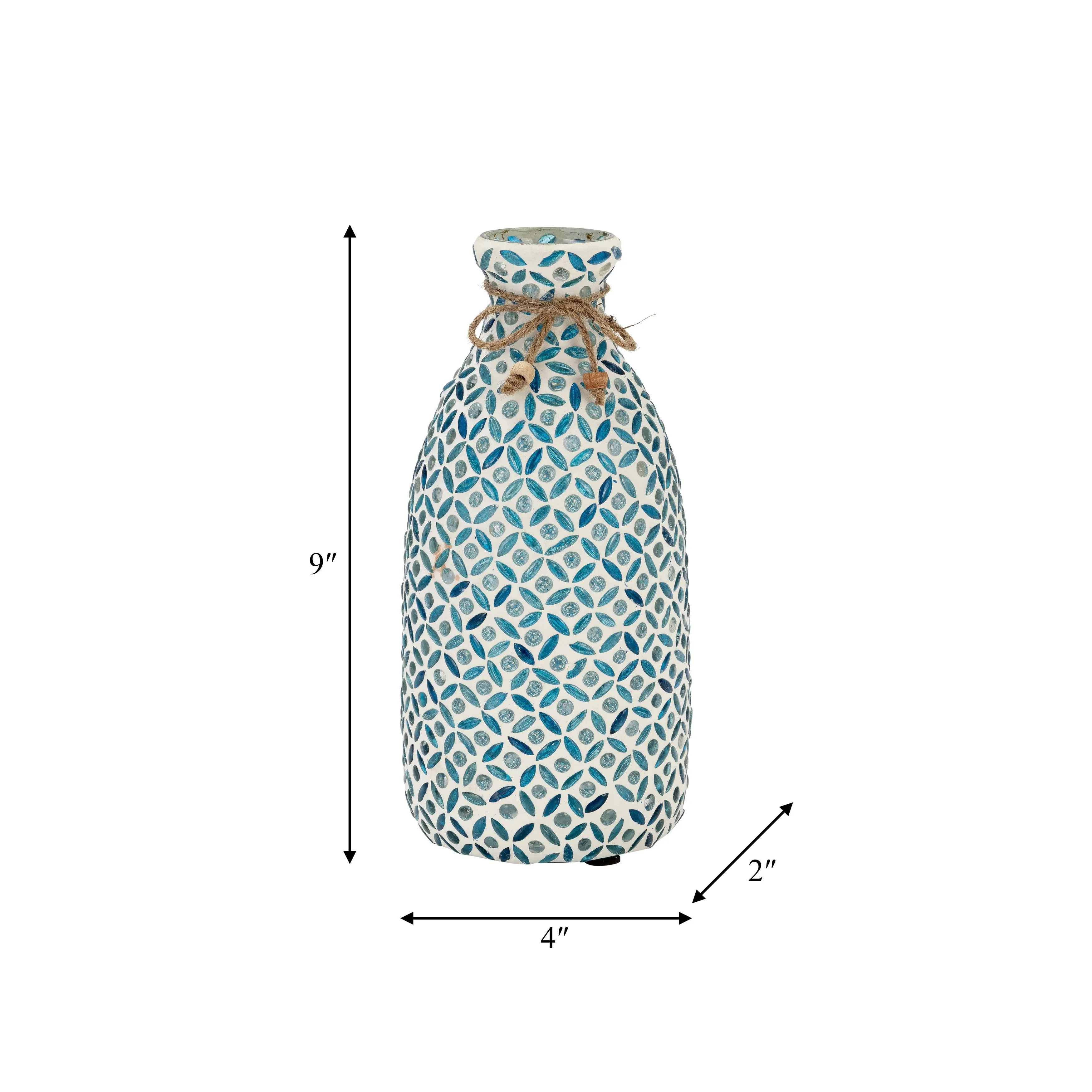 GLASS, 5"H MOSAIC VASE, BLUE