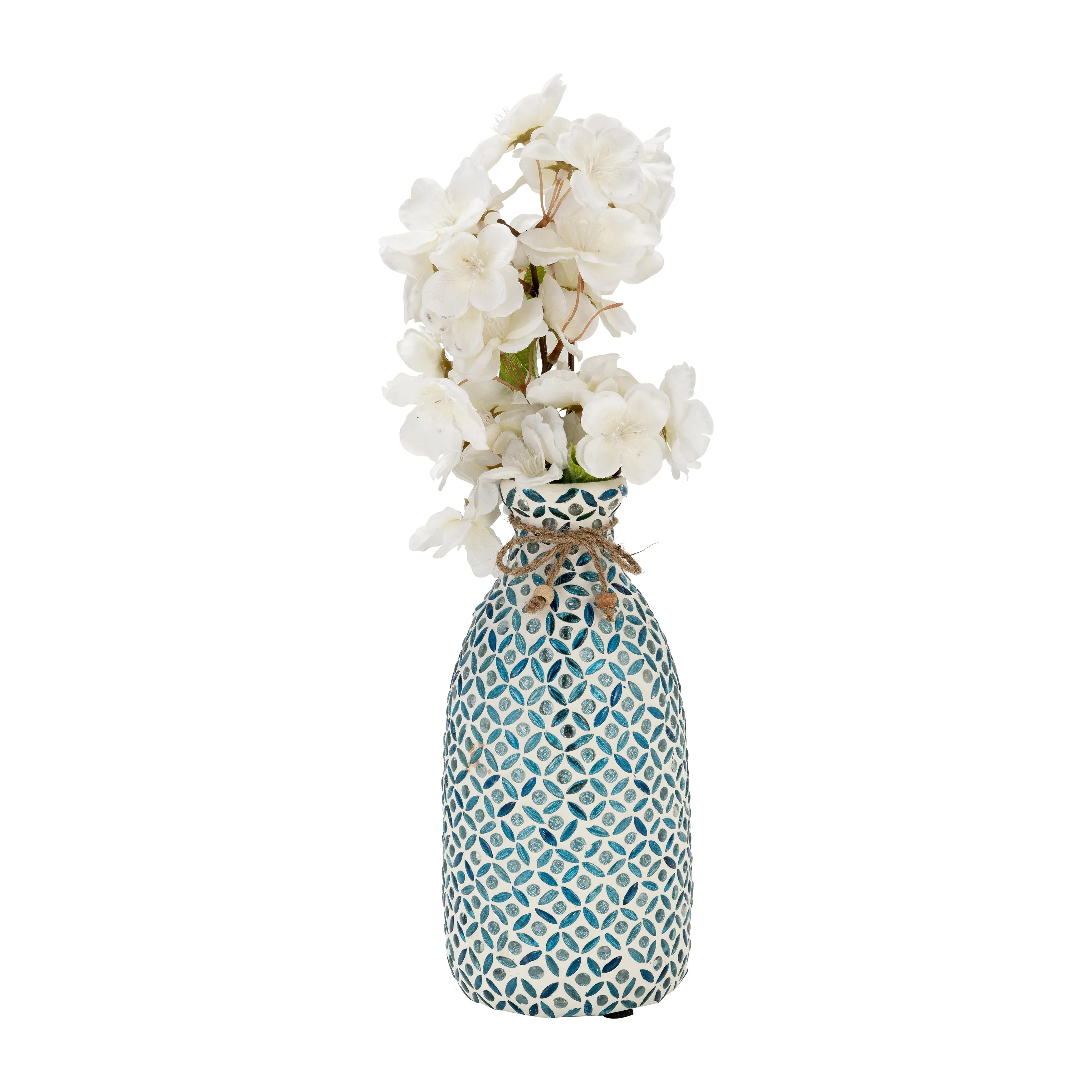 GLASS, 5"H MOSAIC VASE, BLUE